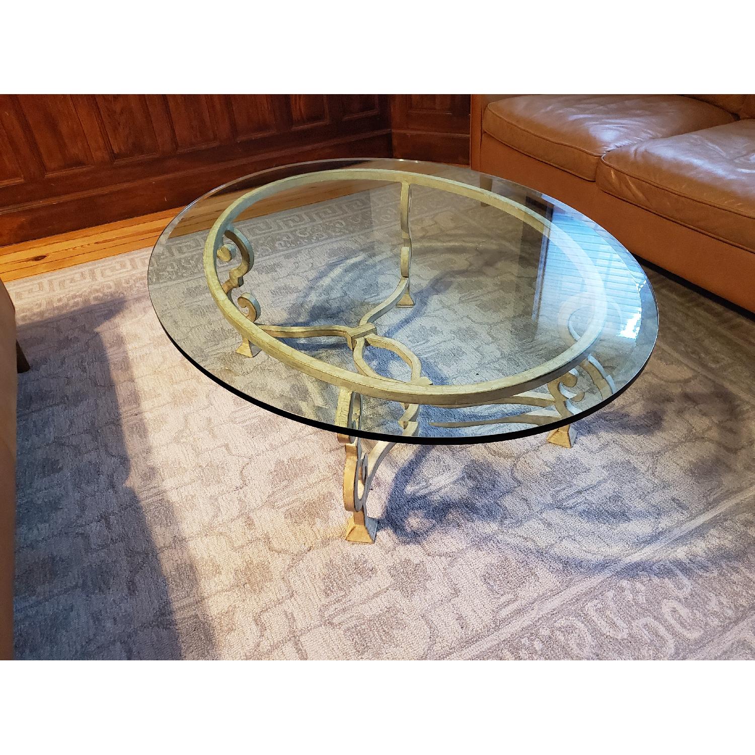 French Country Glass Coffee Table - image-1