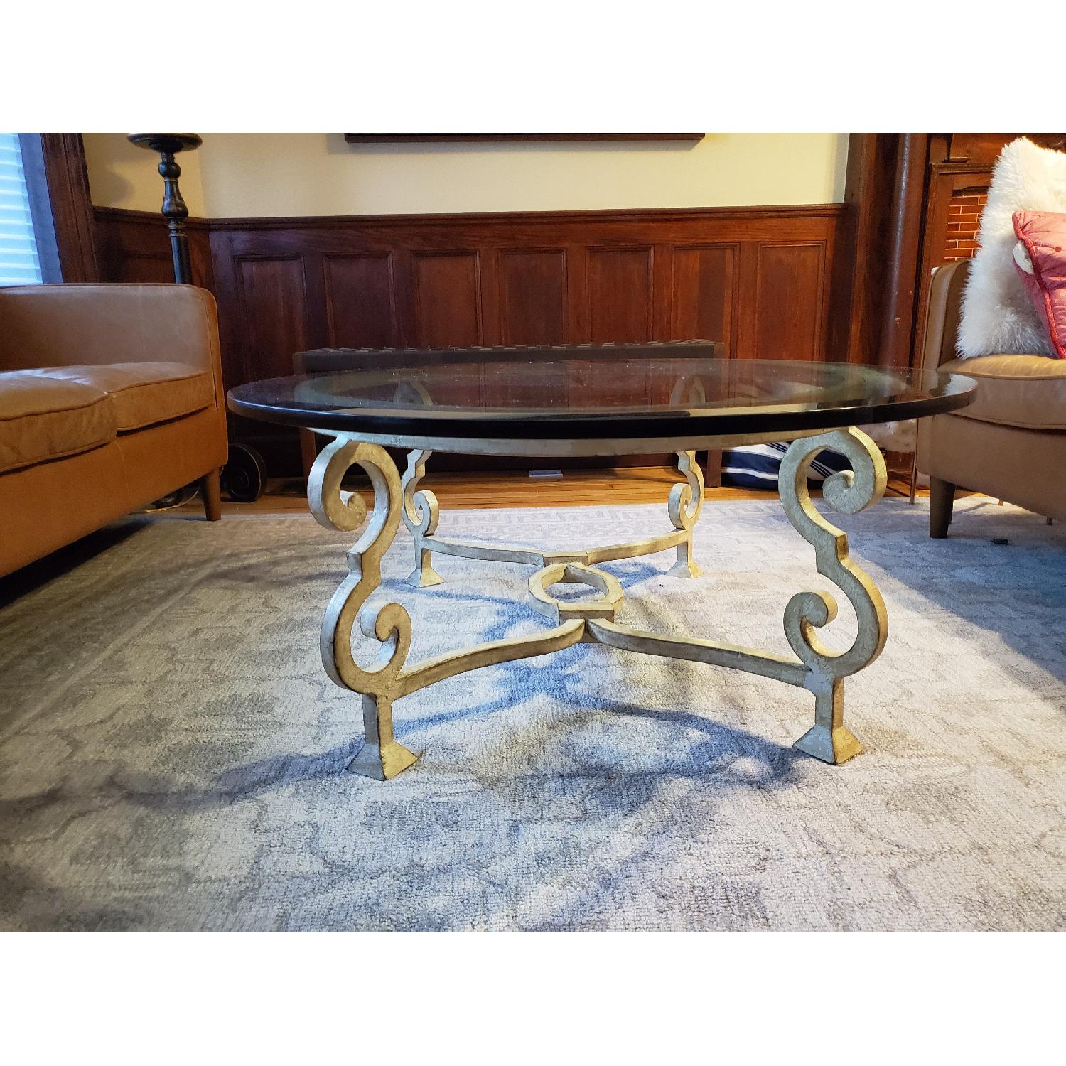 French Country Glass Coffee Table - image-3