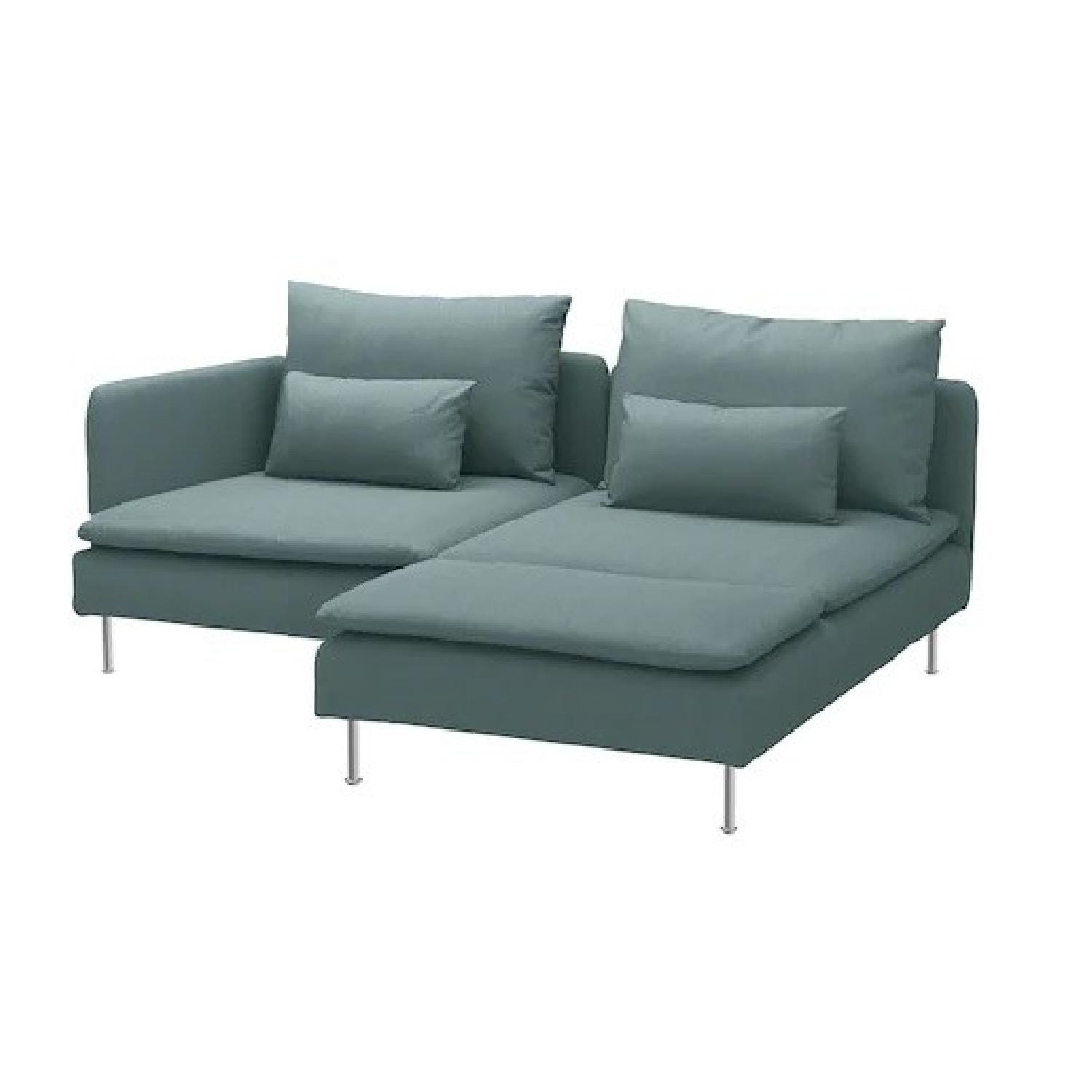 Ikea Soderhamn Turquoise 2 Piece Sectional Sofa w/ Chaise - image-0