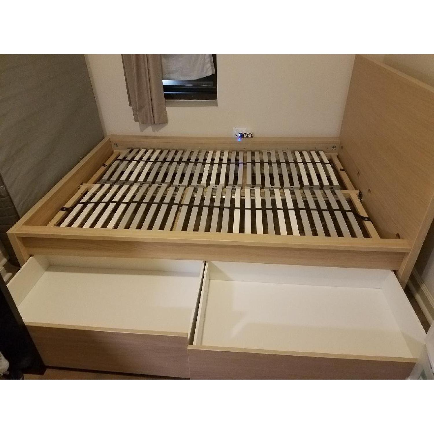 Ikea Malm Full Size Bed W 2 Storage Drawers Lonset Base Aptdeco