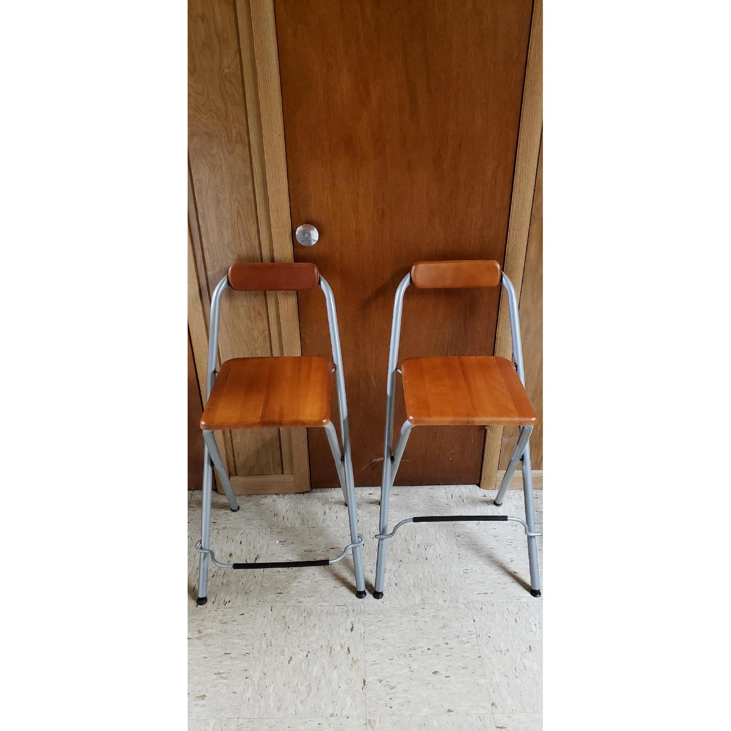 Ikea Wood & Aluminum Foldable Bar Stools - image-2