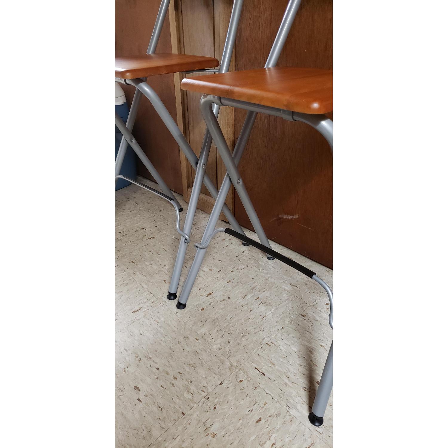 Ikea Wood & Aluminum Foldable Bar Stools - image-5