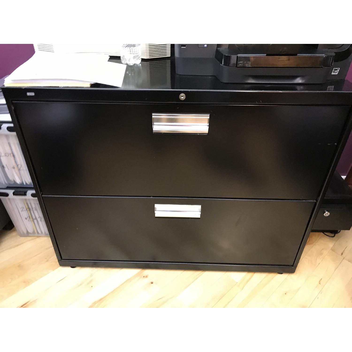 Black Metal 2-Drawer Filing Cabinet - image-2