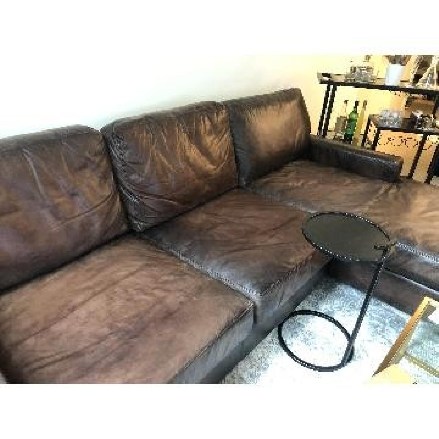Pottery Barn Turner Square Arm Leather Chaise Sectional Sofa Aptdeco