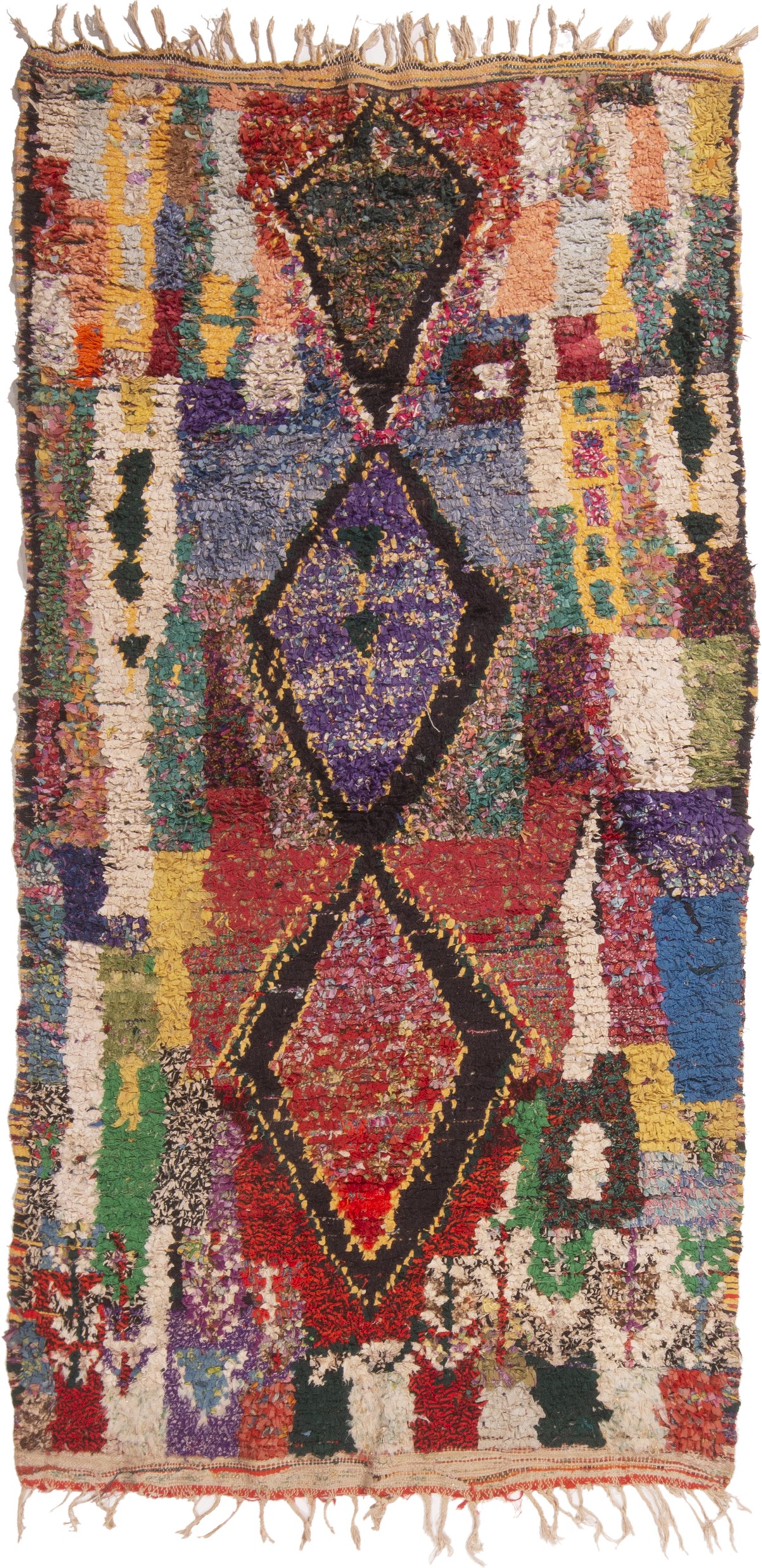 Vintage Mid-Century Moroccan Berber Multi-Color Wool Rug