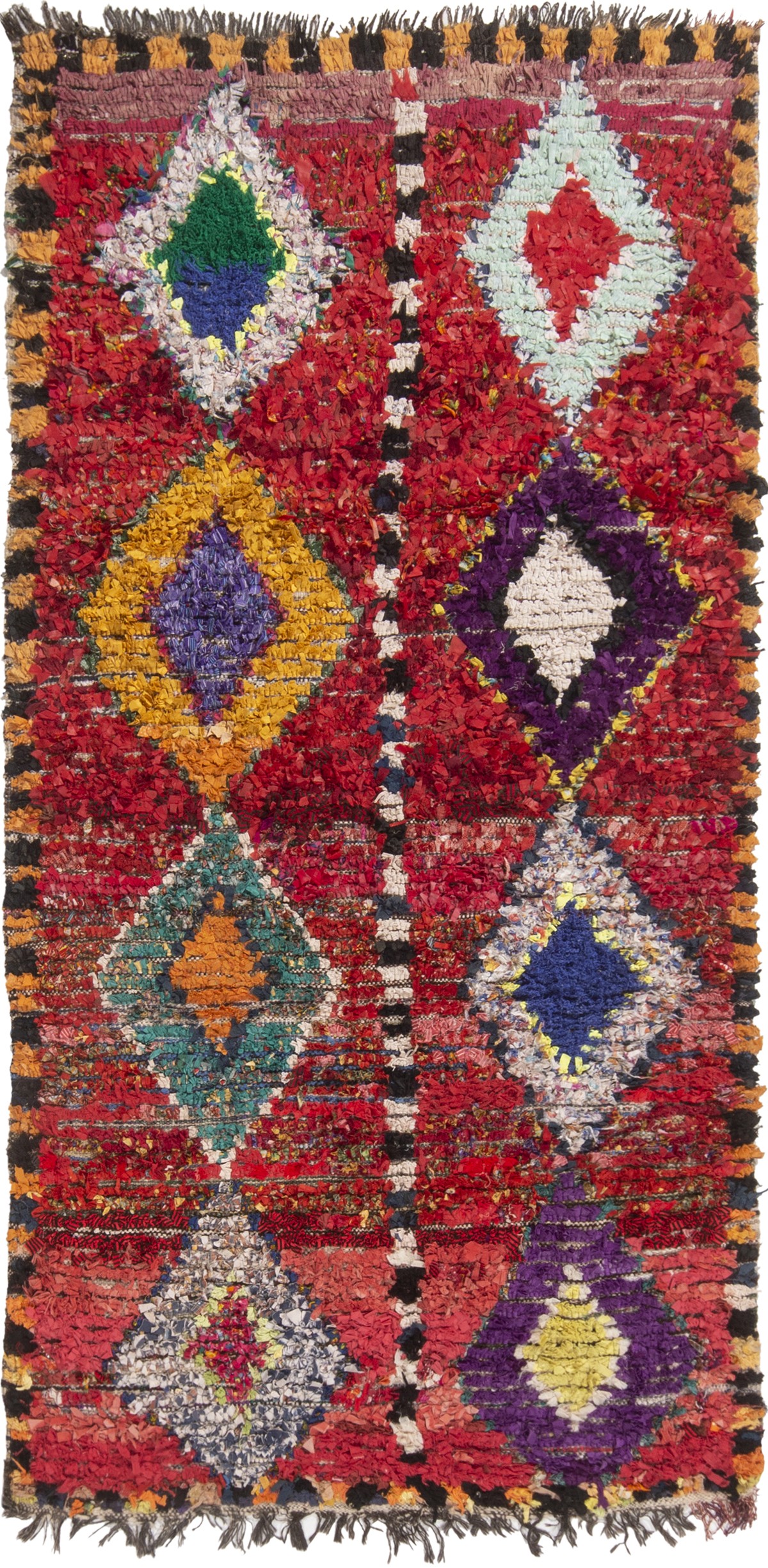 Vintage Mid-Century Moroccan Red & Multicolor Wool Rug