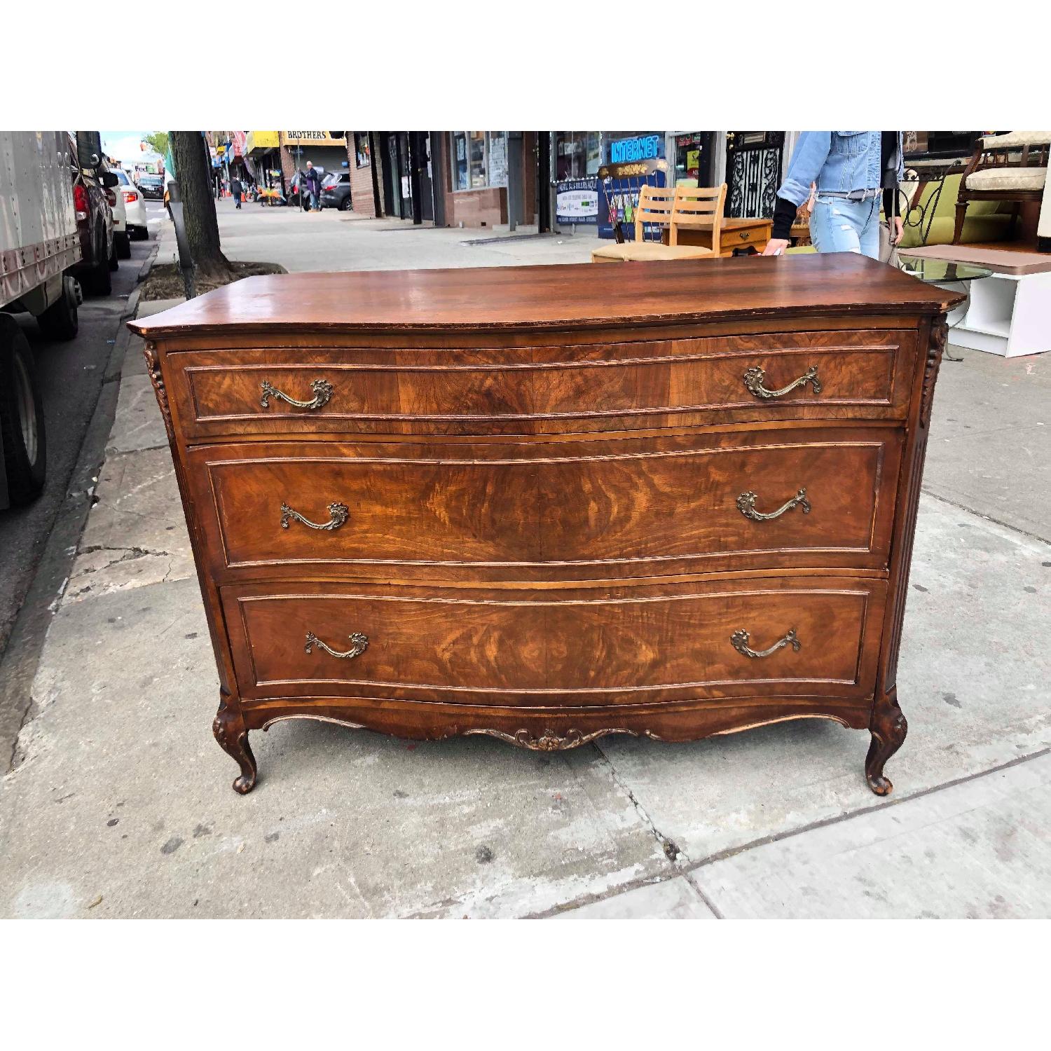 Antique 1930s Solid Wood Dresser w/ Original Handles - image-21