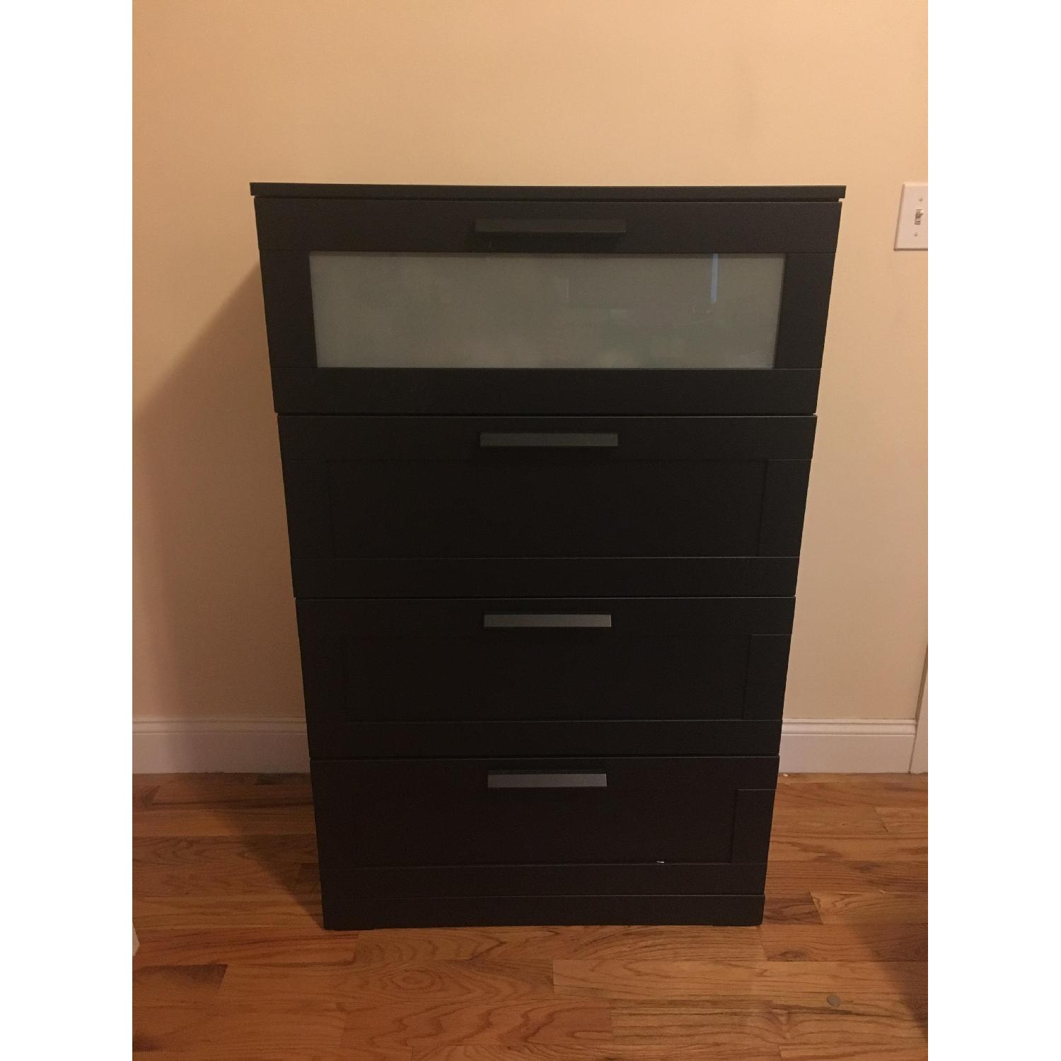 Ikea Brimnes 4 Drawer Black Frosted Glass Dresser AptDeco