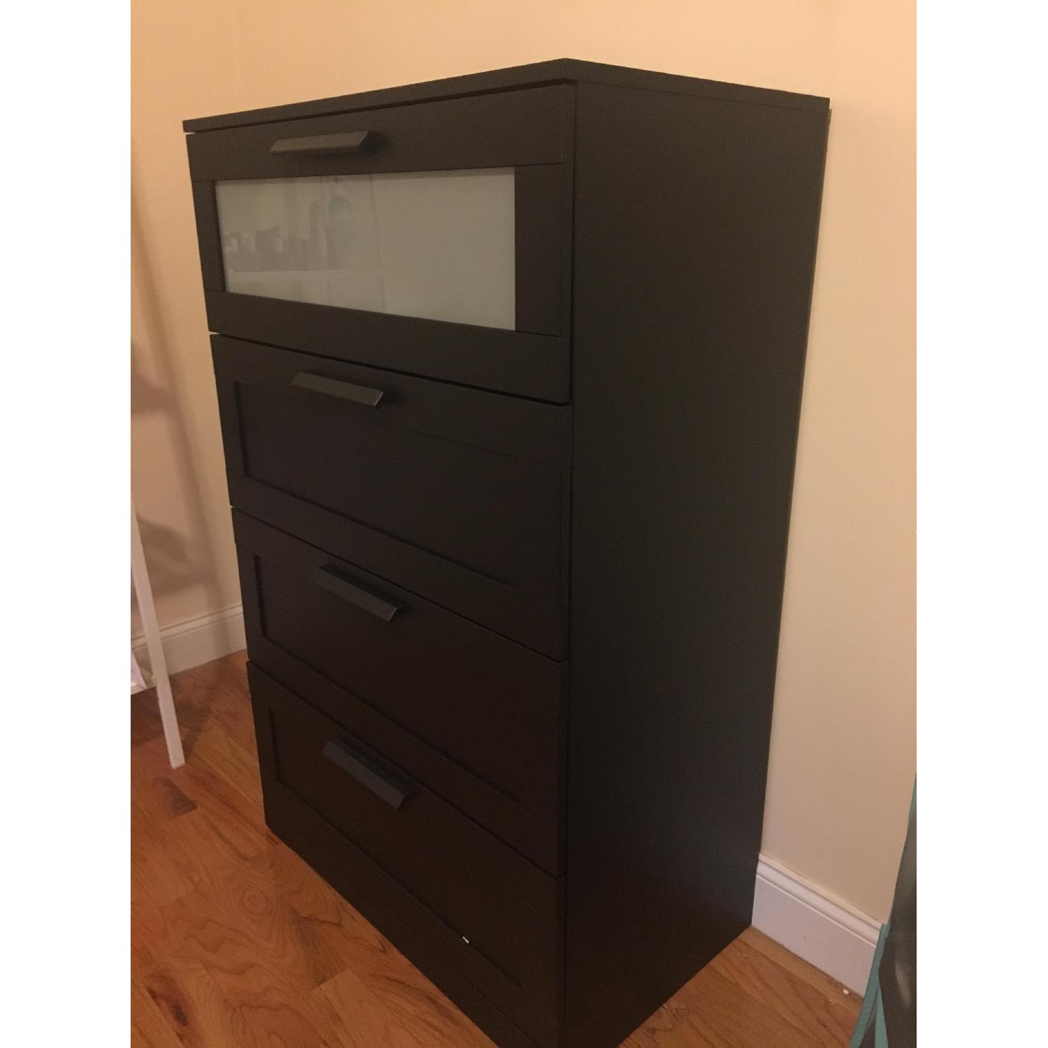 Ikea Brimnes 4 Drawer Black Frosted Glass Dresser - image-2