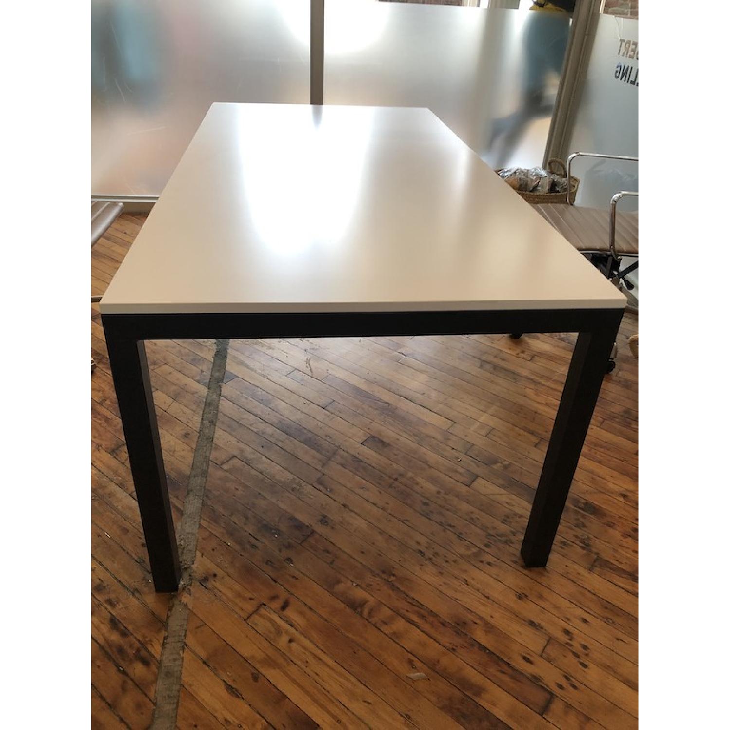 Room & Board Pratt White Lacquer Desk w/ Natural Steel Legs - image-3