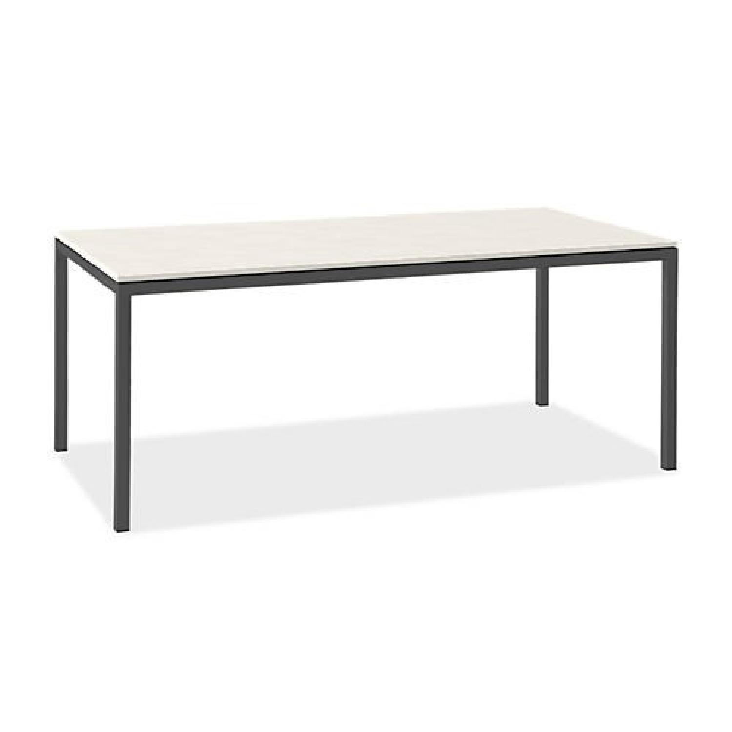 Room & Board Pratt White Lacquer Desk w/ Natural Steel Legs - image-0