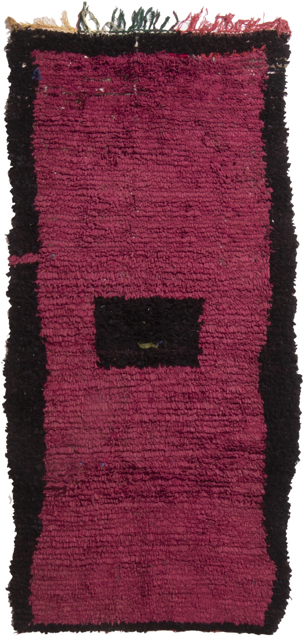 Vintage Mid-Century Moroccan Magenta & Black Wool Rug