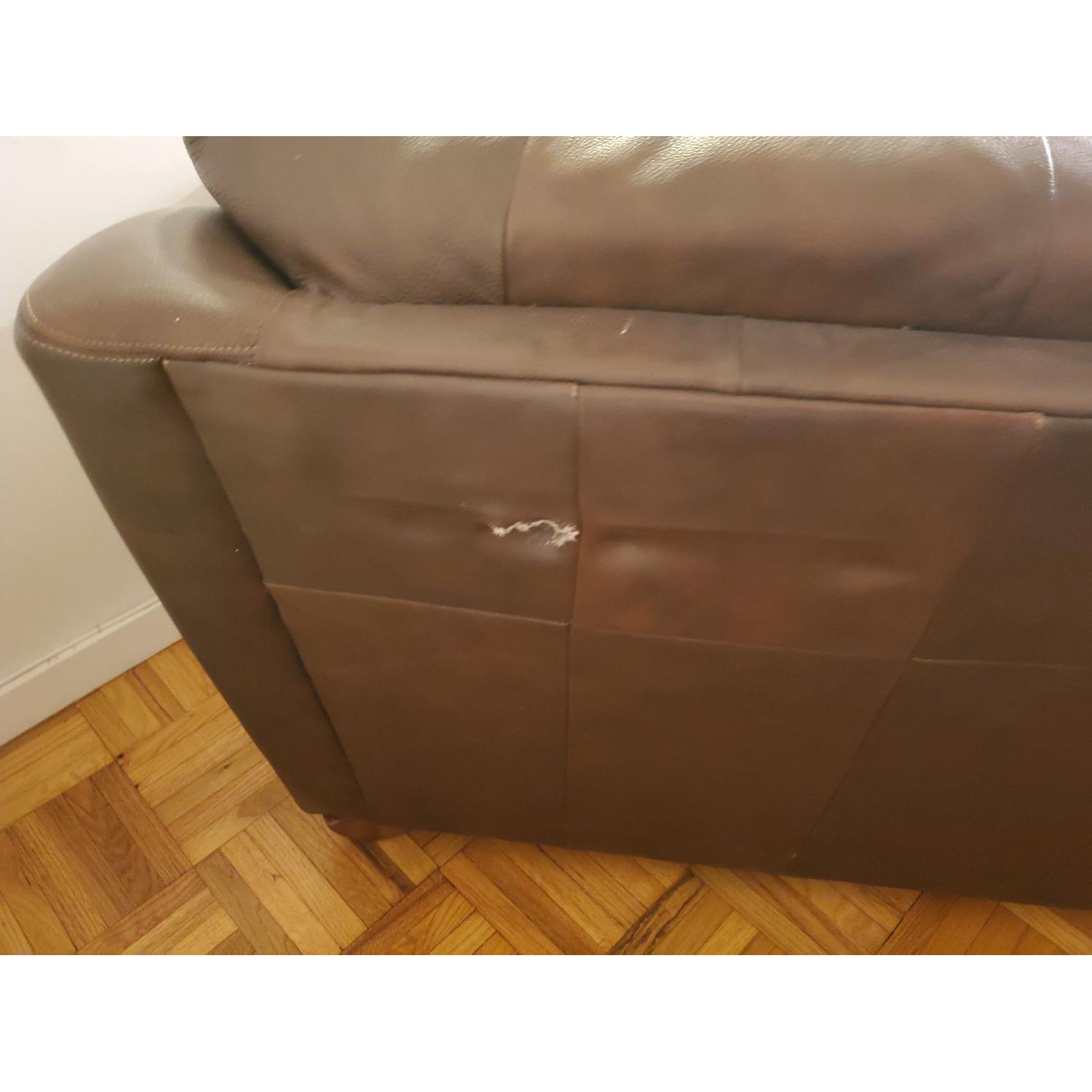 Brown Leather Loveseat - image-2