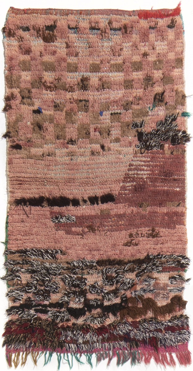 Vintage Mid-Century Moroccan Transitional Pink Wool Rug