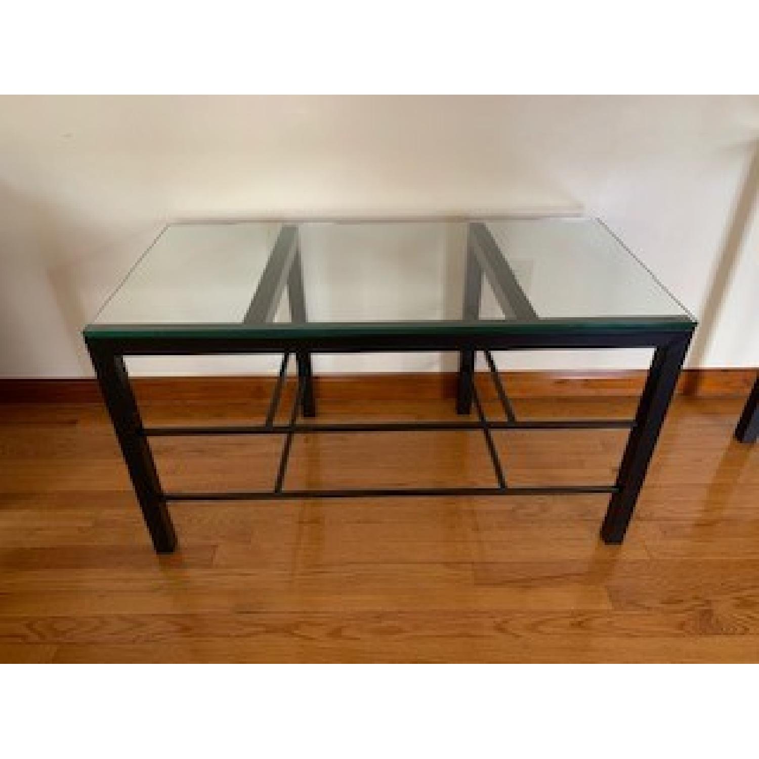 Crate & Barrel Black Metal & Glass Tables AptDeco