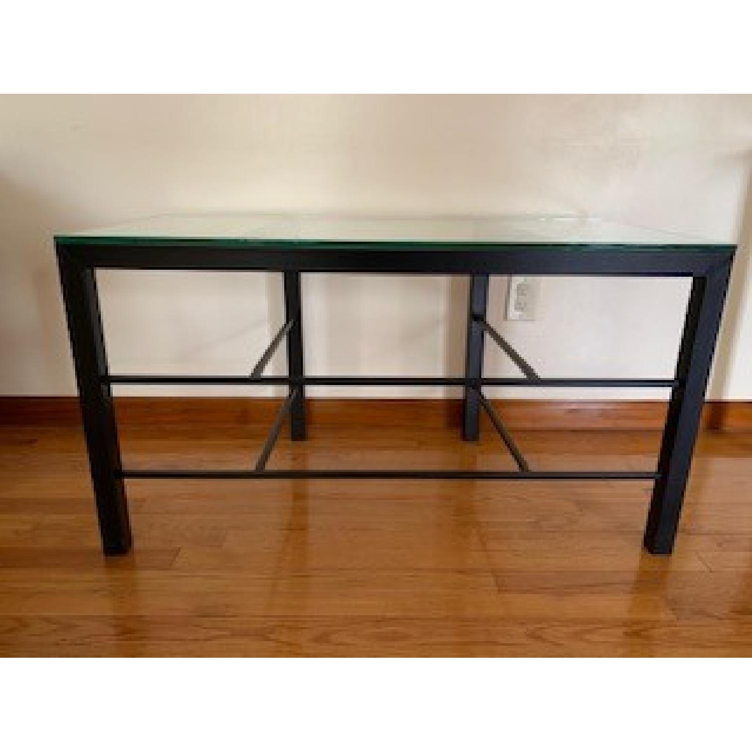 Crate & Barrel Black Metal & Glass Tables AptDeco