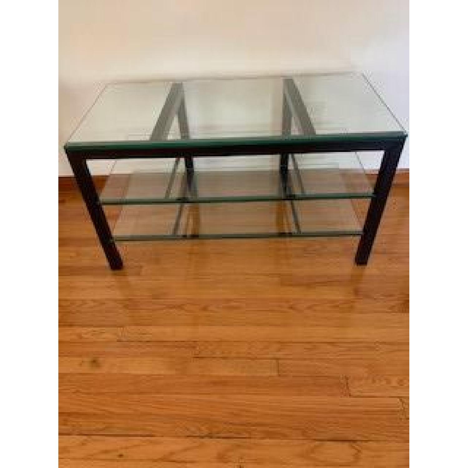 Crate & Barrel Black Metal & Glass Tables AptDeco