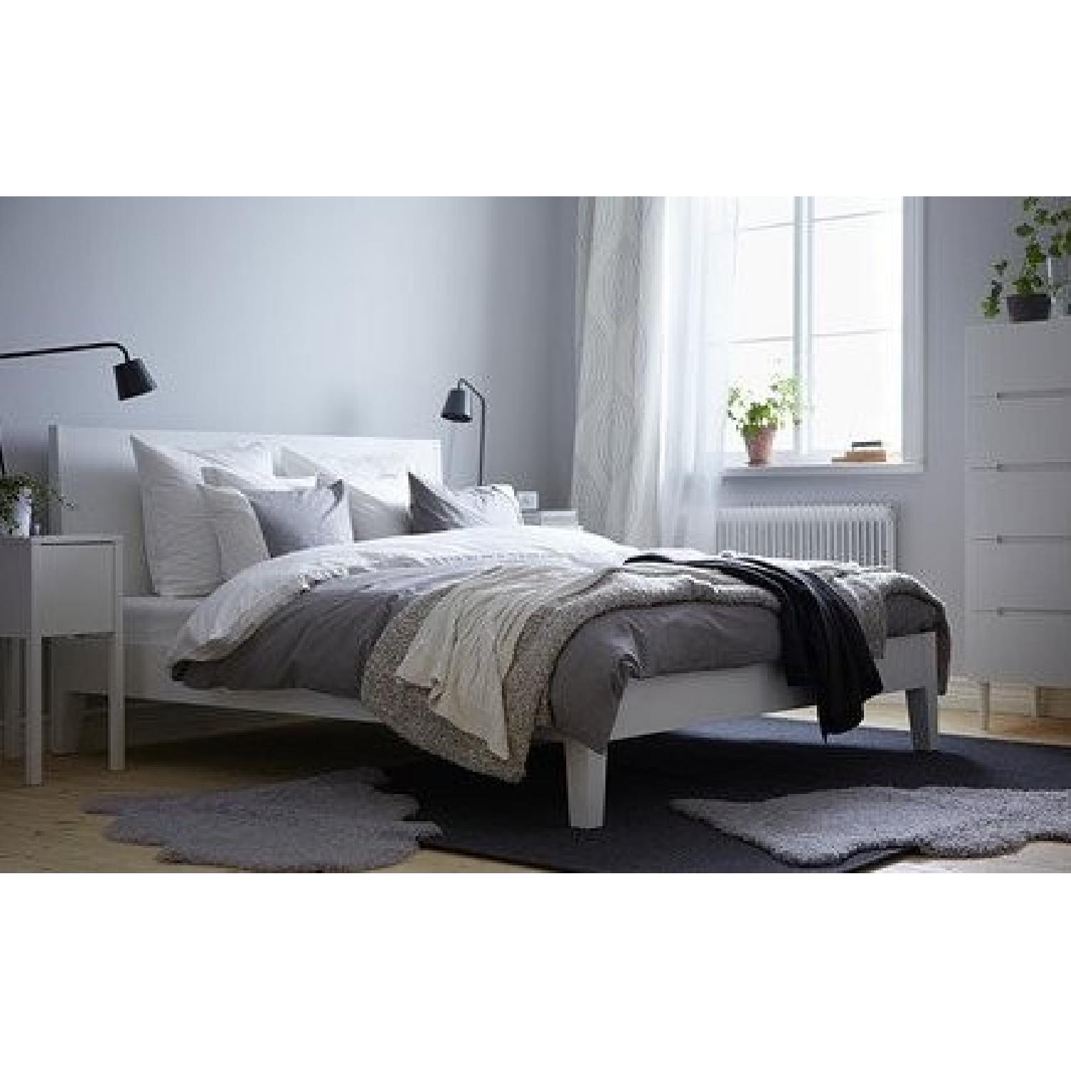 Ikea White Full Bed Frame w/ 2 Underbed Storage Boxes - image-1