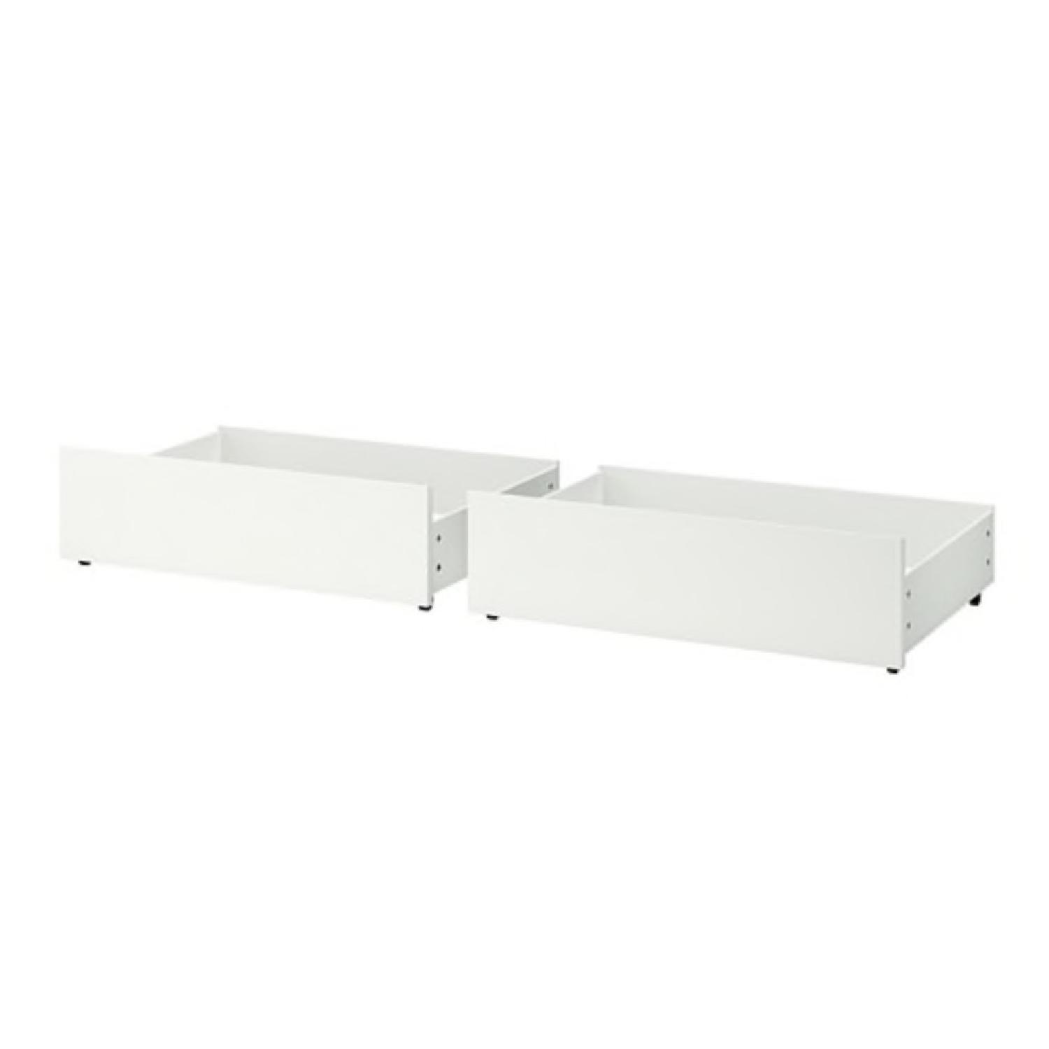 Ikea White Full Bed Frame w/ 2 Underbed Storage Boxes - image-4