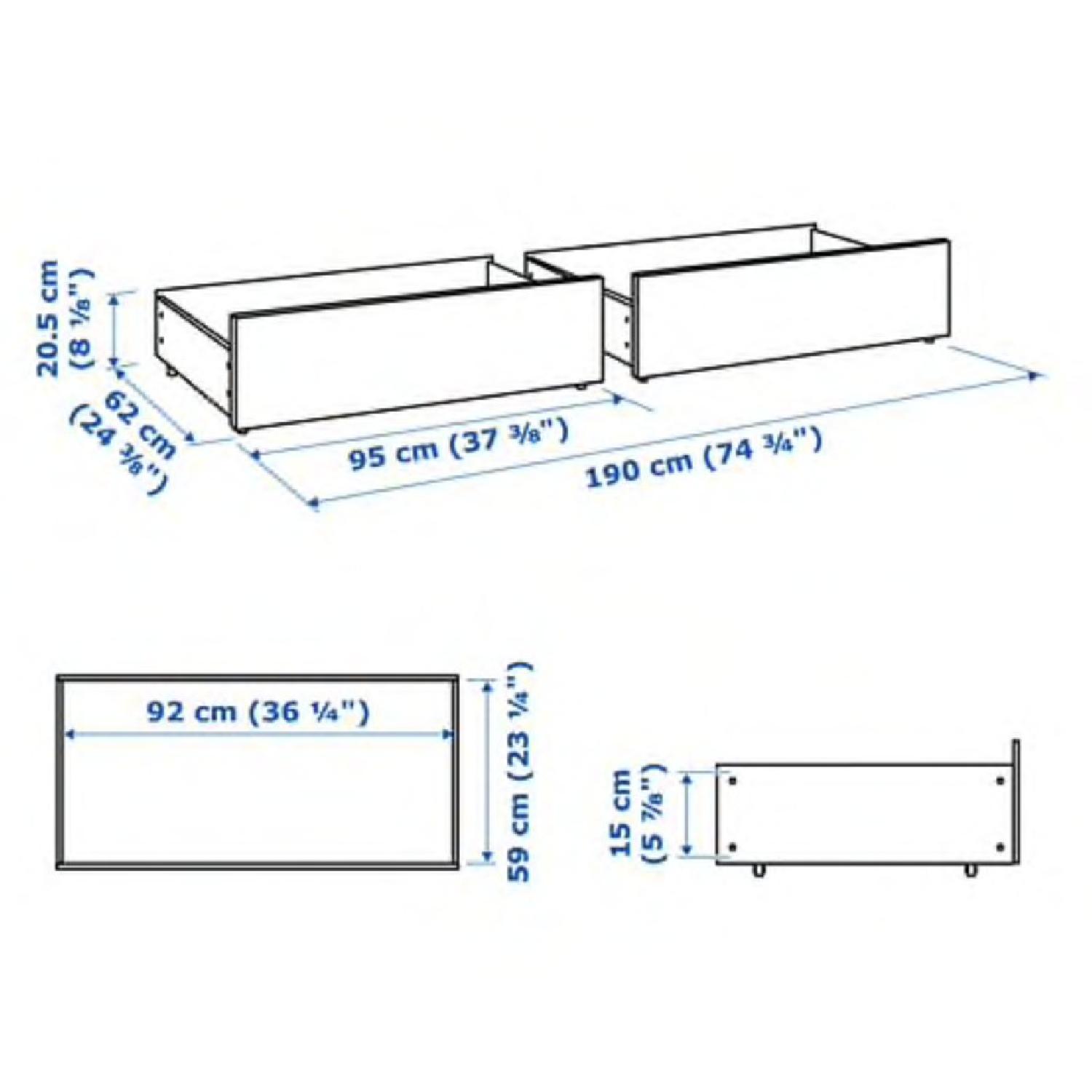 Ikea White Full Bed Frame w/ 2 Underbed Storage Boxes - image-5