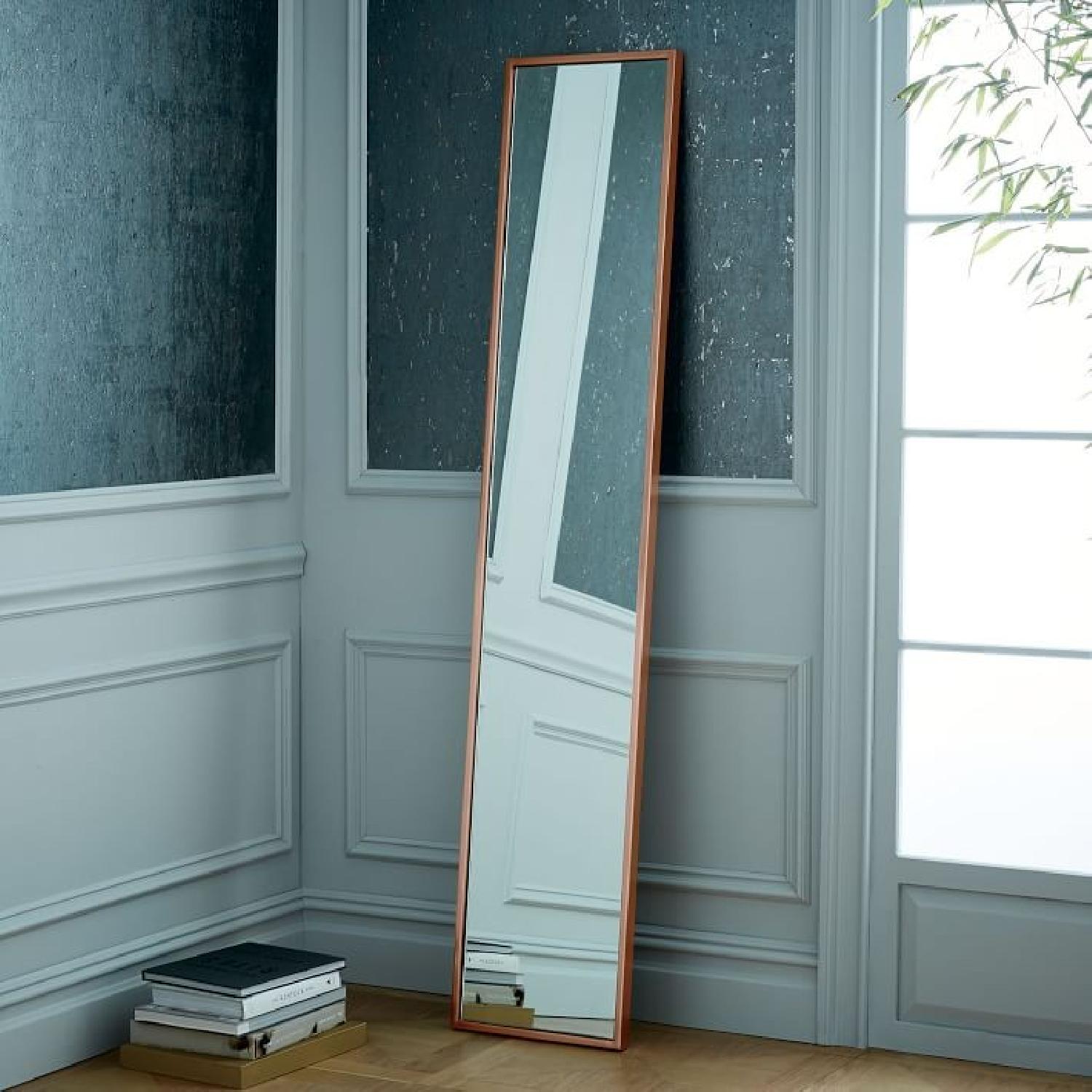 West Elm Rose Gold Metal Framed Narrow Floor Mirror - image-2