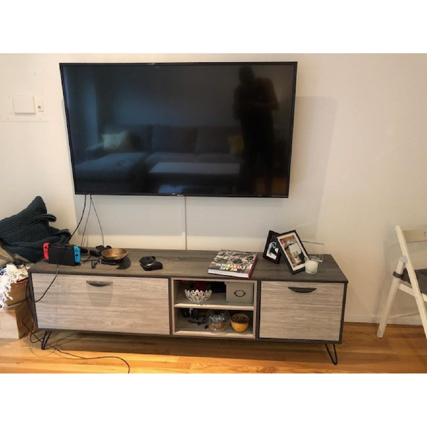 Isabella Mid Century Modern Grey Oak Finish TV Stand - image-1