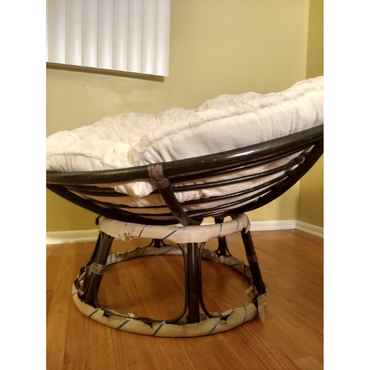 Papasan Wooden Chair w/ White Cushion - image-2