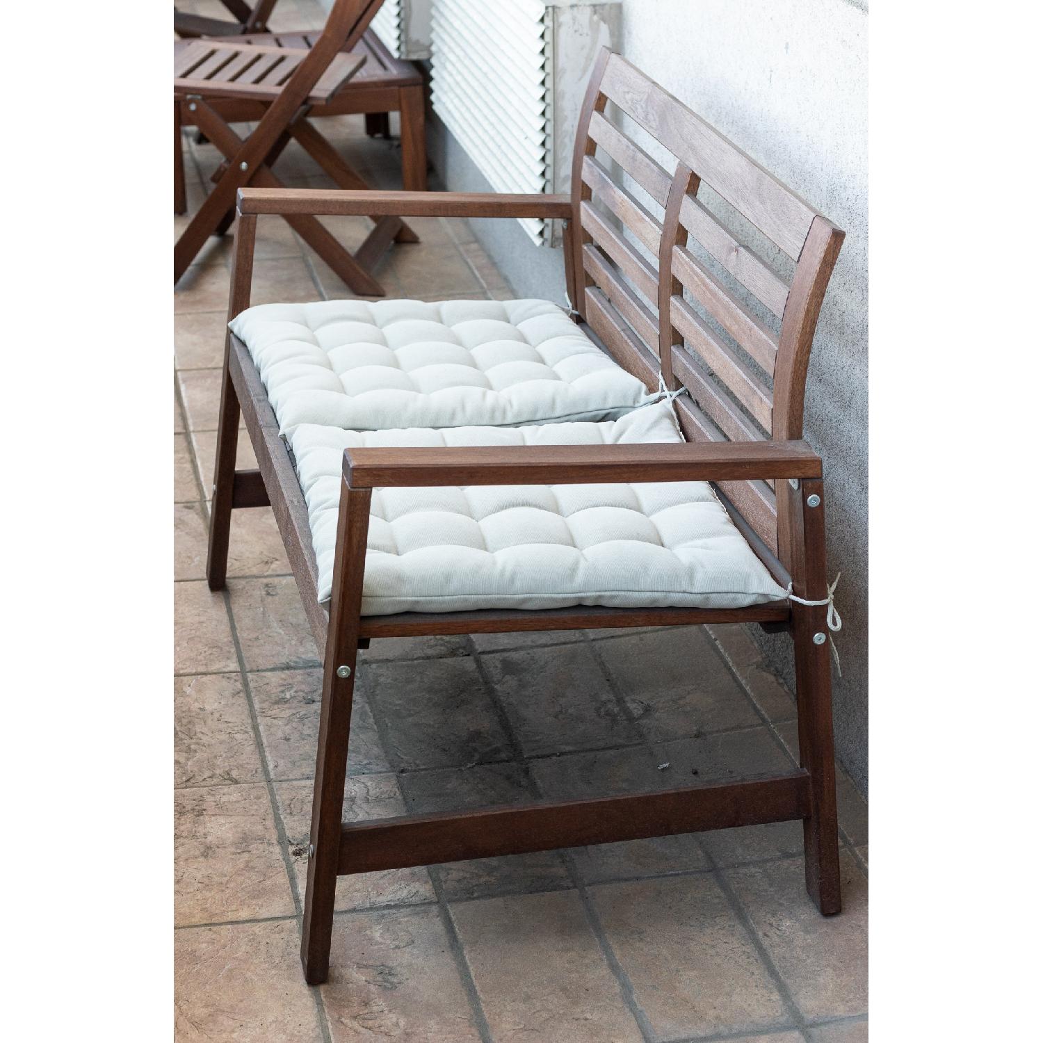 Ikea Applaro Outdoor Bench w/ Backrest & Pillows - image-3