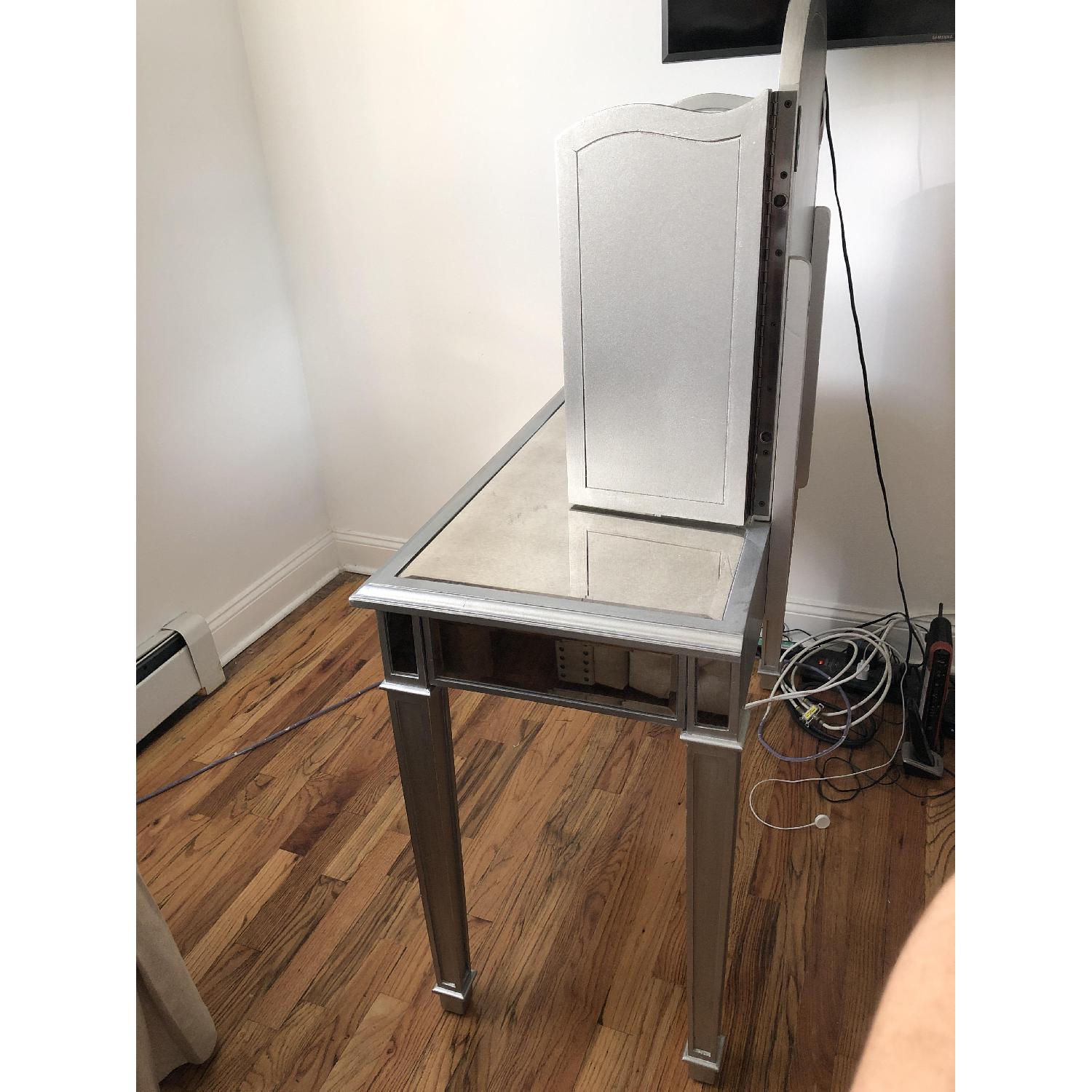 Pier 1 Hayworth Silver Vanity w/ Mirror - image-2