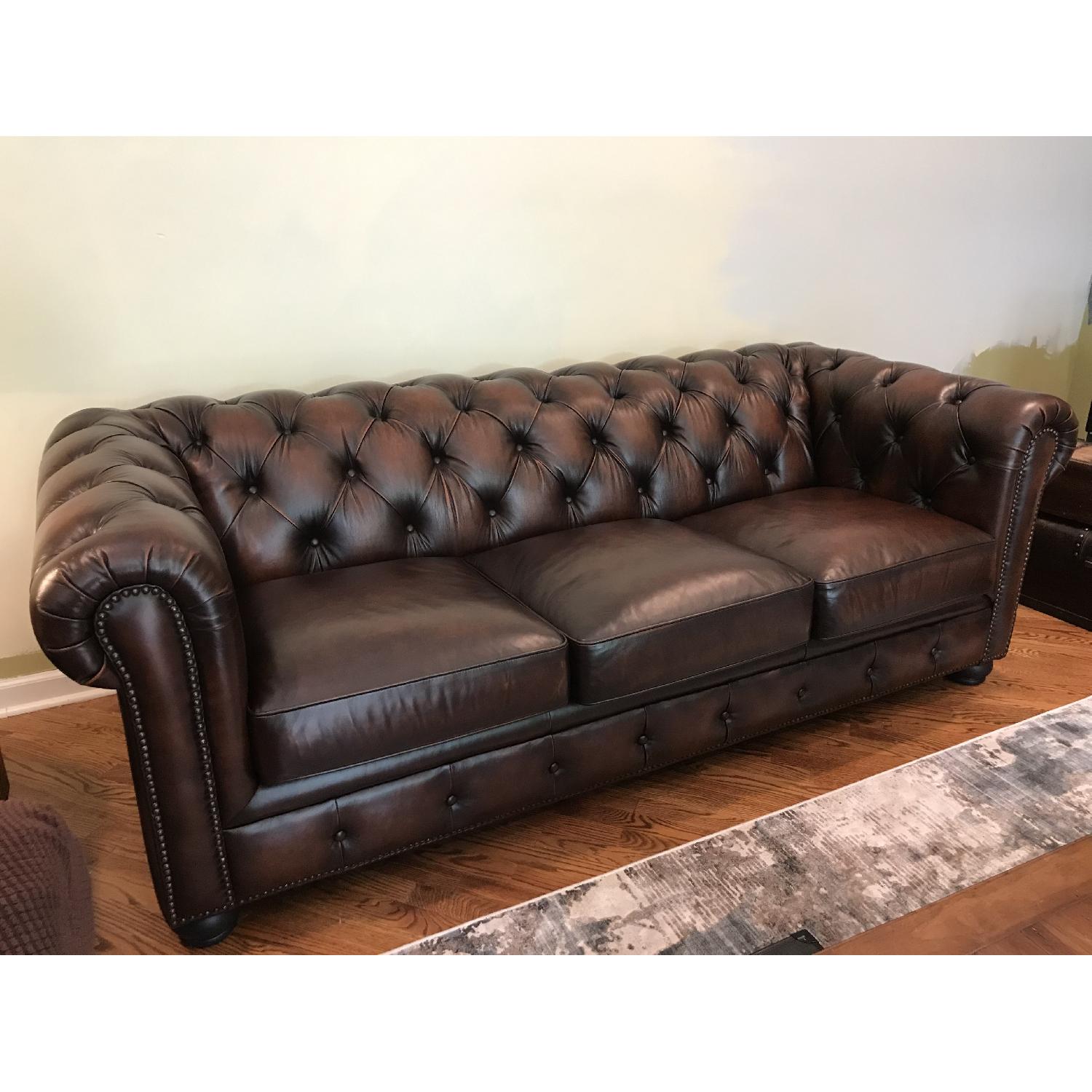 Raymour & Flanigan Hutchinson Leather Sofa AptDeco