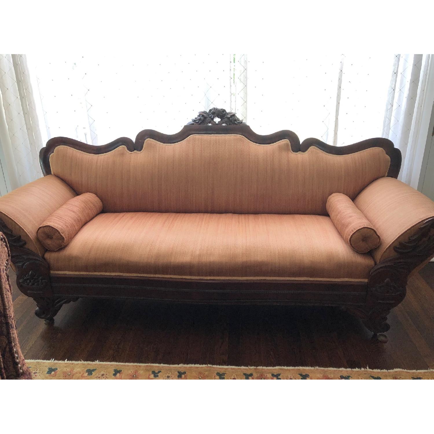 Antique Mahogany Wood Sofa AptDeco