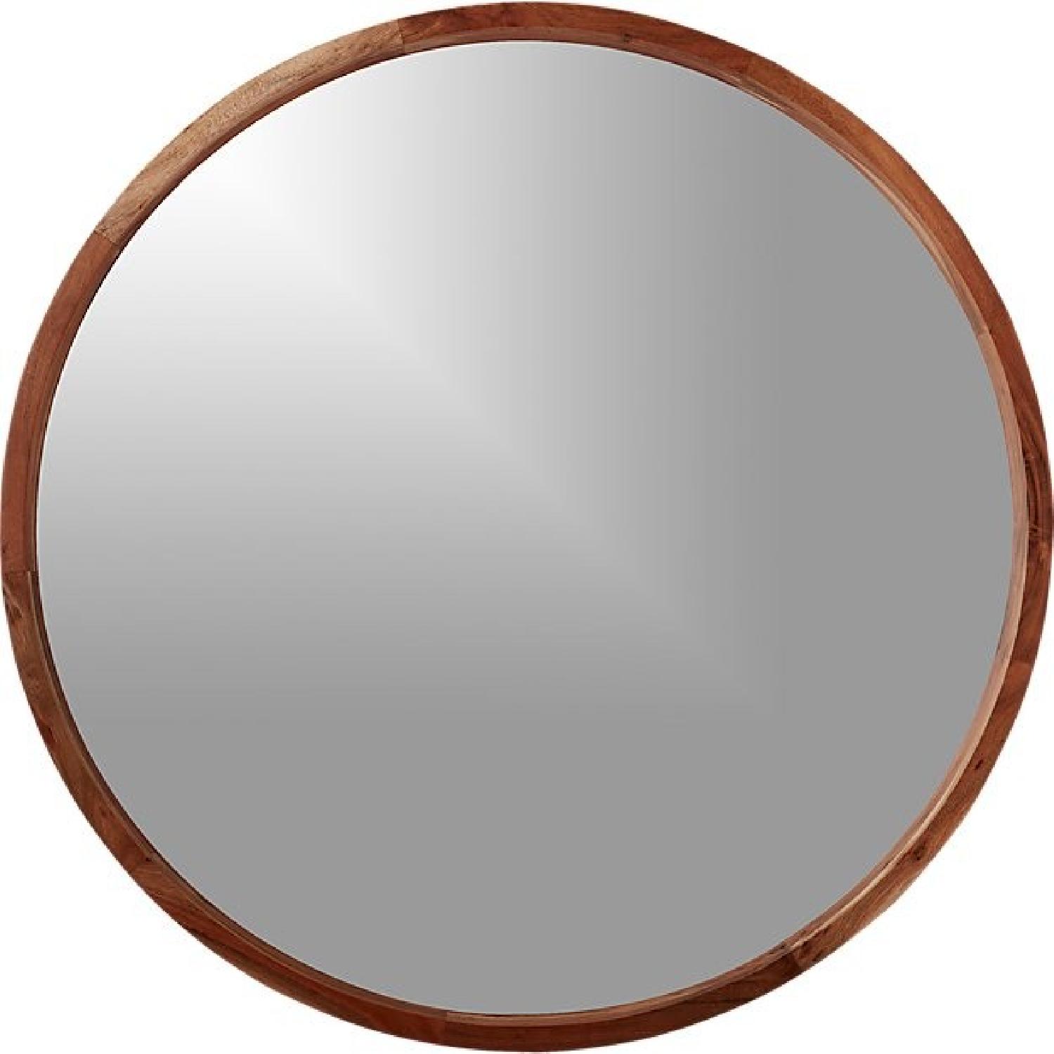 CB2 Round Mirror in Acacia Wood - image-1