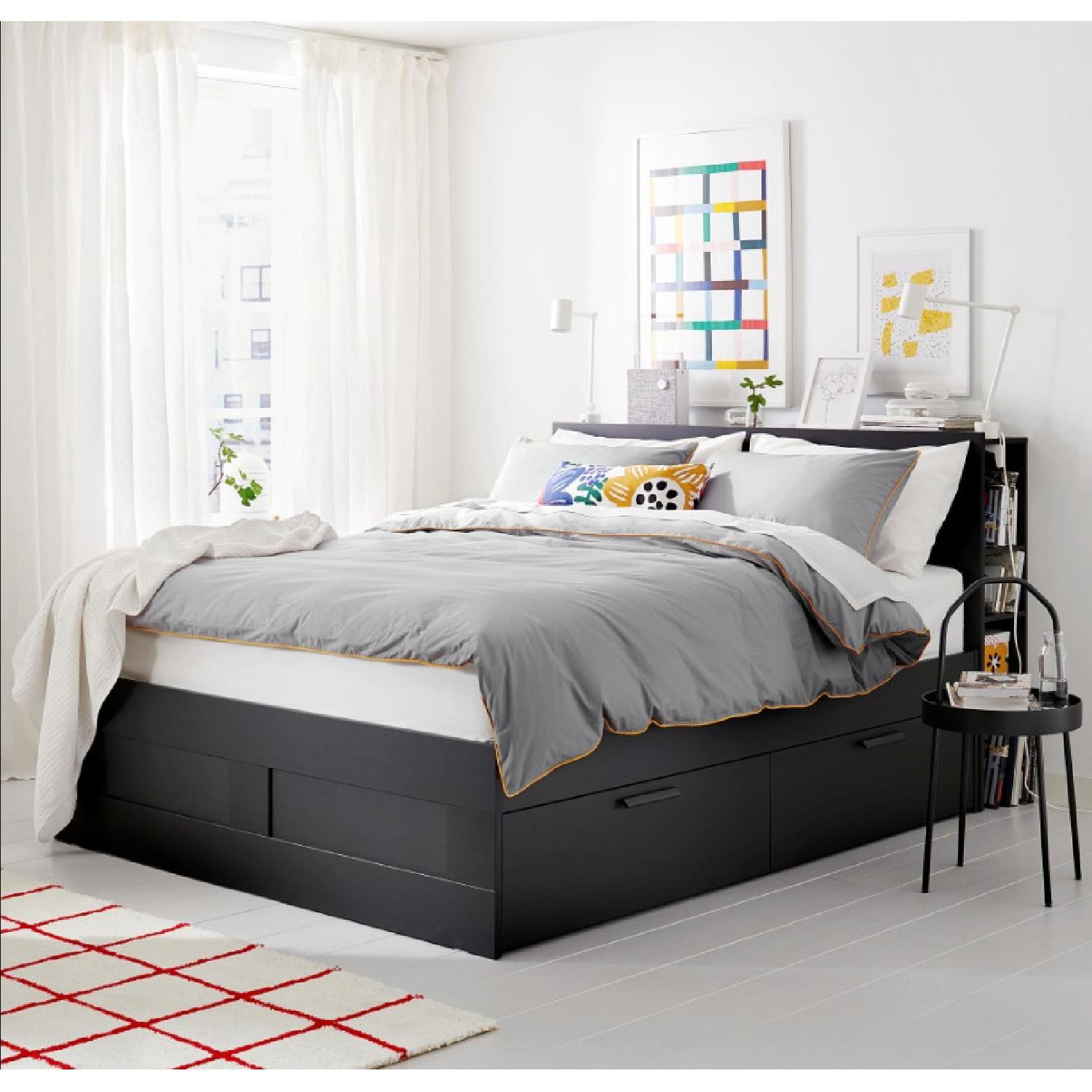 Ikea Brimnes Bed Frame w/ Storage Headboard & Bed Slat - image-3