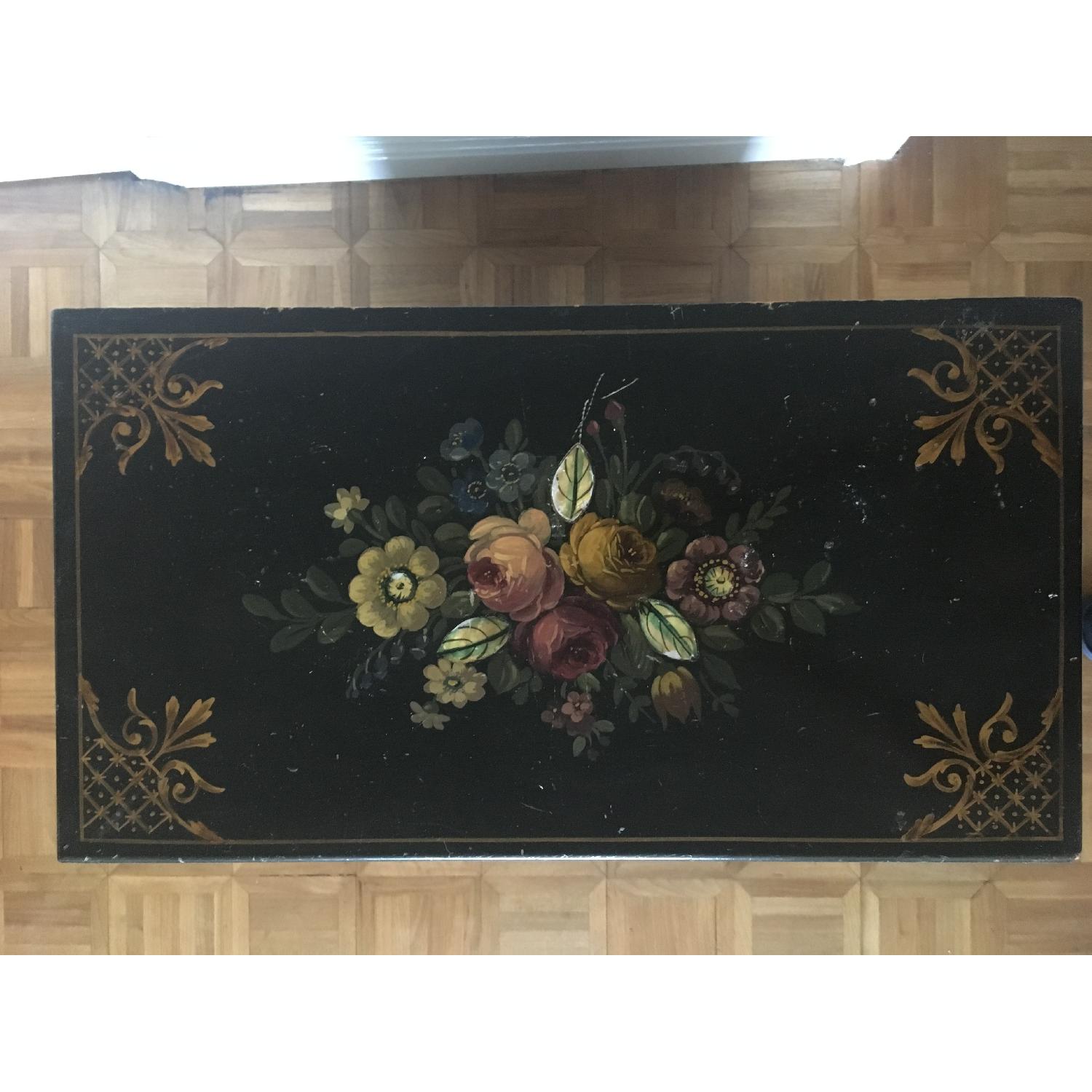 Antique Hand Painted Flowers Mother of Pearl Inlay Dresser - image-2