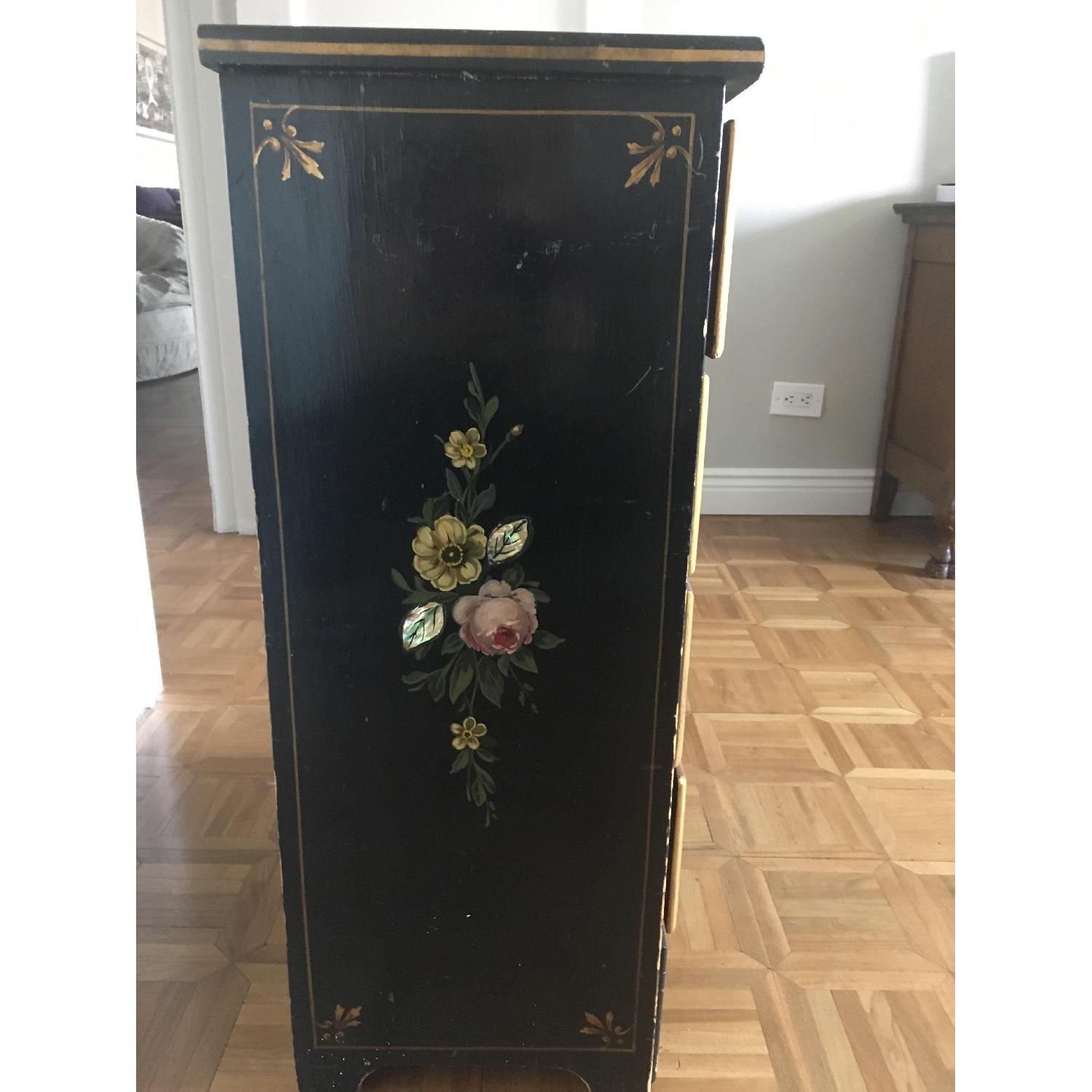 Antique Hand Painted Flowers Mother of Pearl Inlay Dresser - image-3