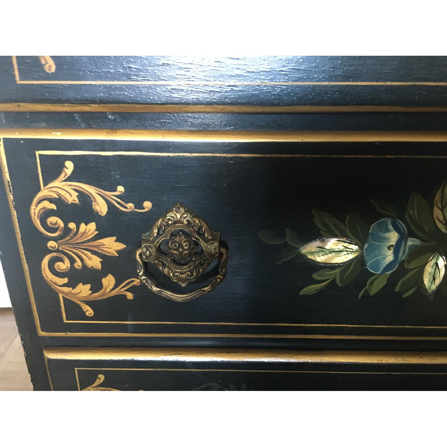 Antique Hand Painted Flowers Mother of Pearl Inlay Dresser - image-4