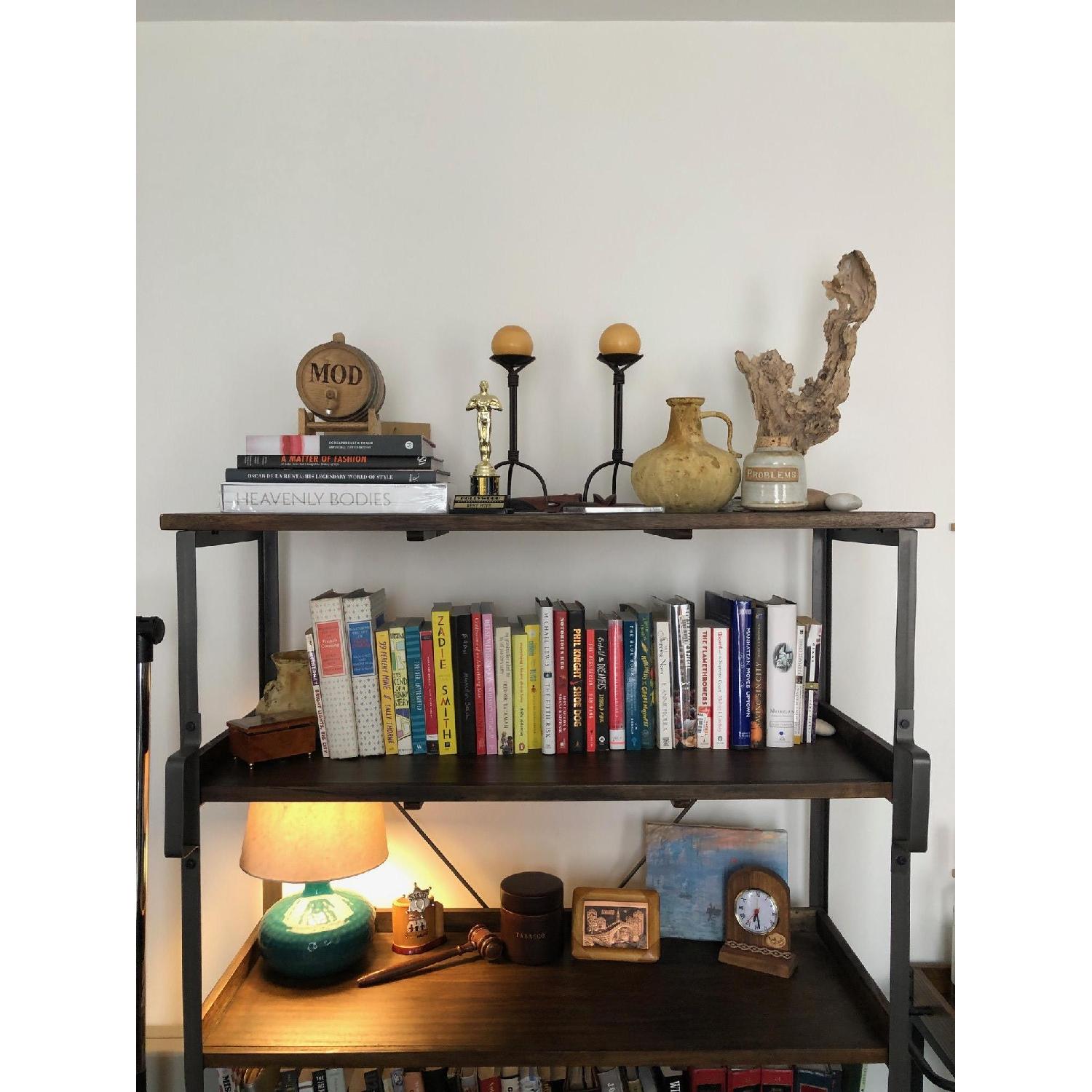 World Market Wood & Metal Open Shelf Bookcase AptDeco