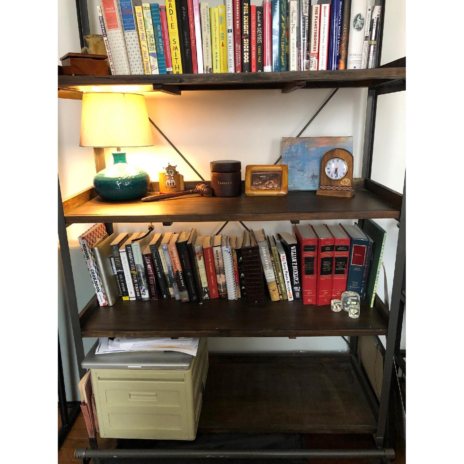 World Market Wood & Metal Open Shelf Bookcase AptDeco