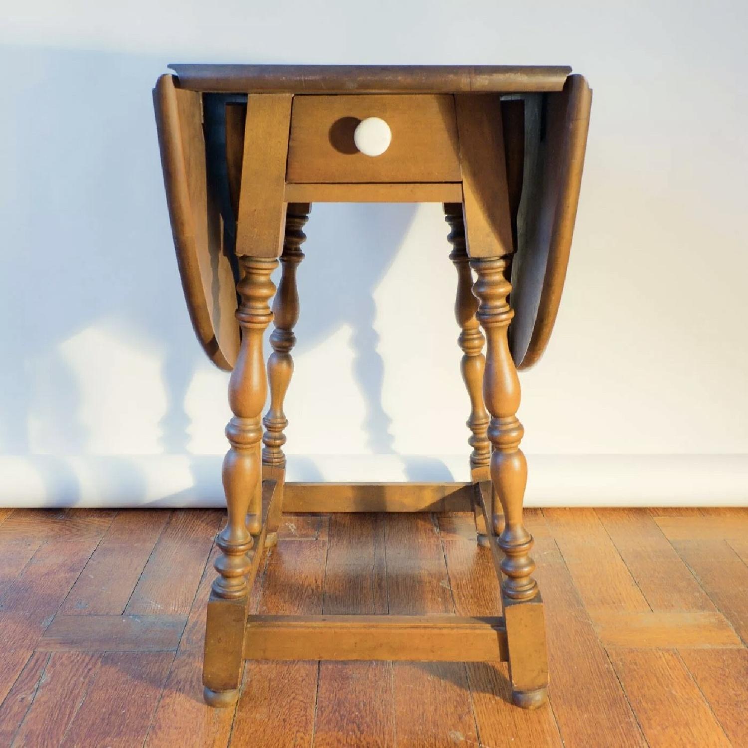 Vintage 1905 Brandt Mahogany Drop-Leaf Side Table - image-3