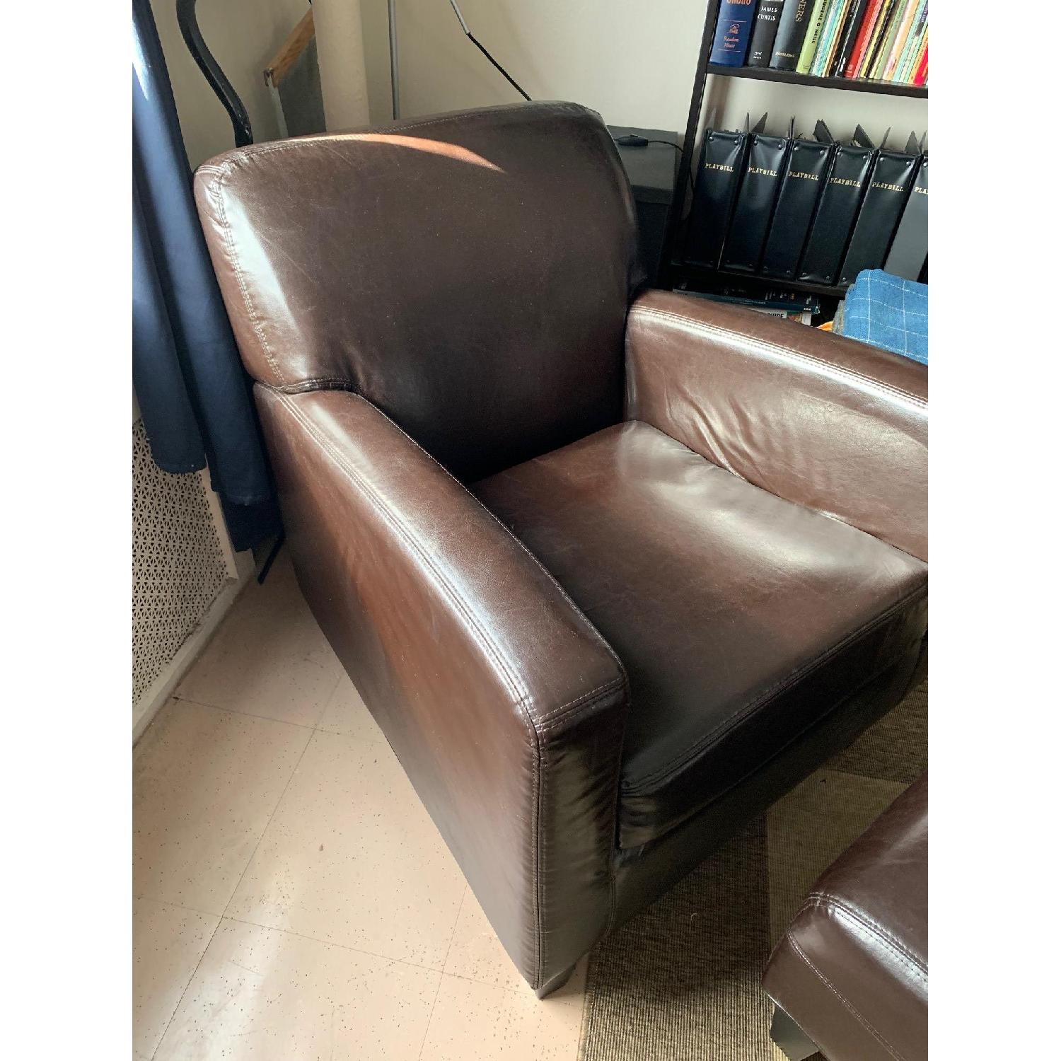 Ikea Faux Leather Armchair & Ottoman. - image-3