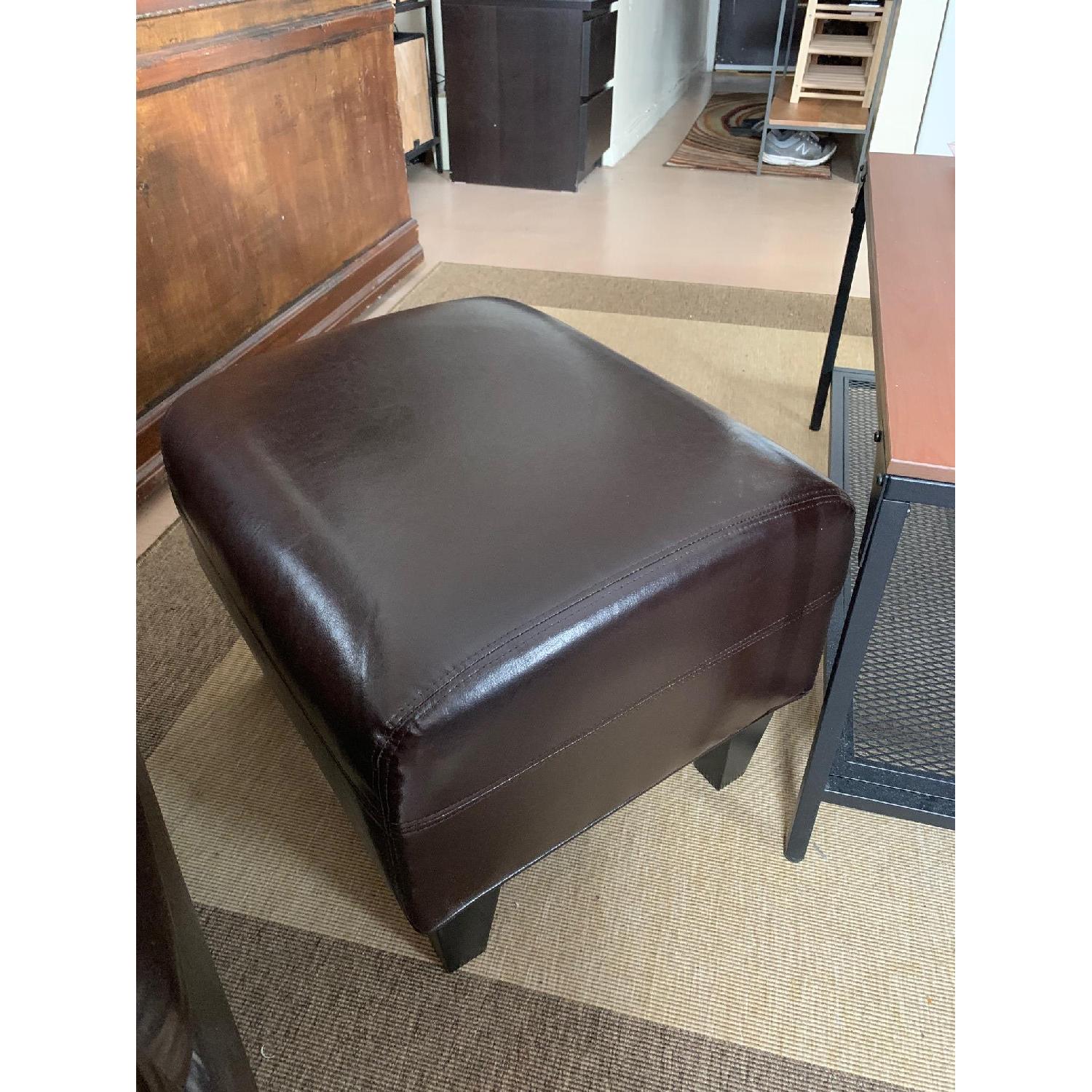 Ikea Faux Leather Armchair & Ottoman. - image-4