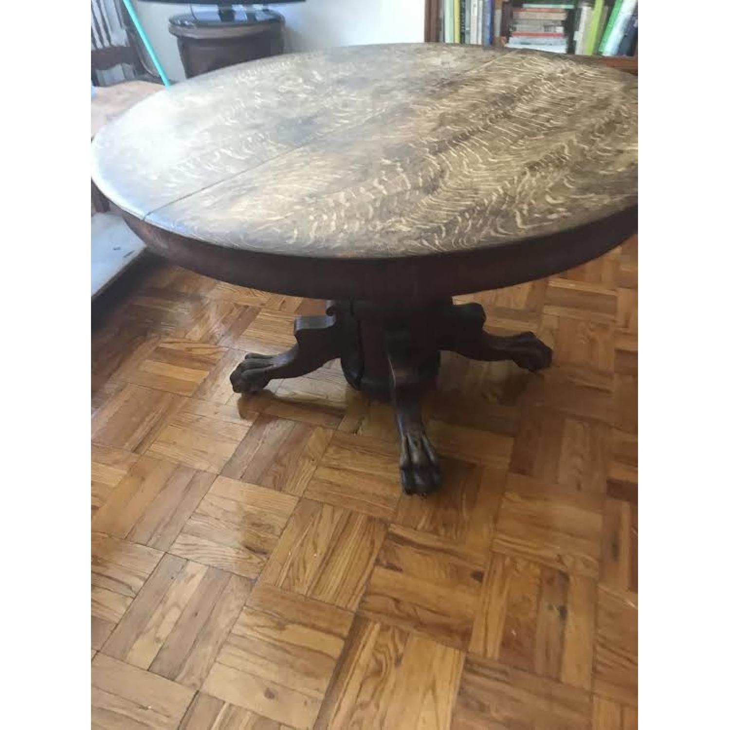 Antique Oak Round Pedestal Table - image-0