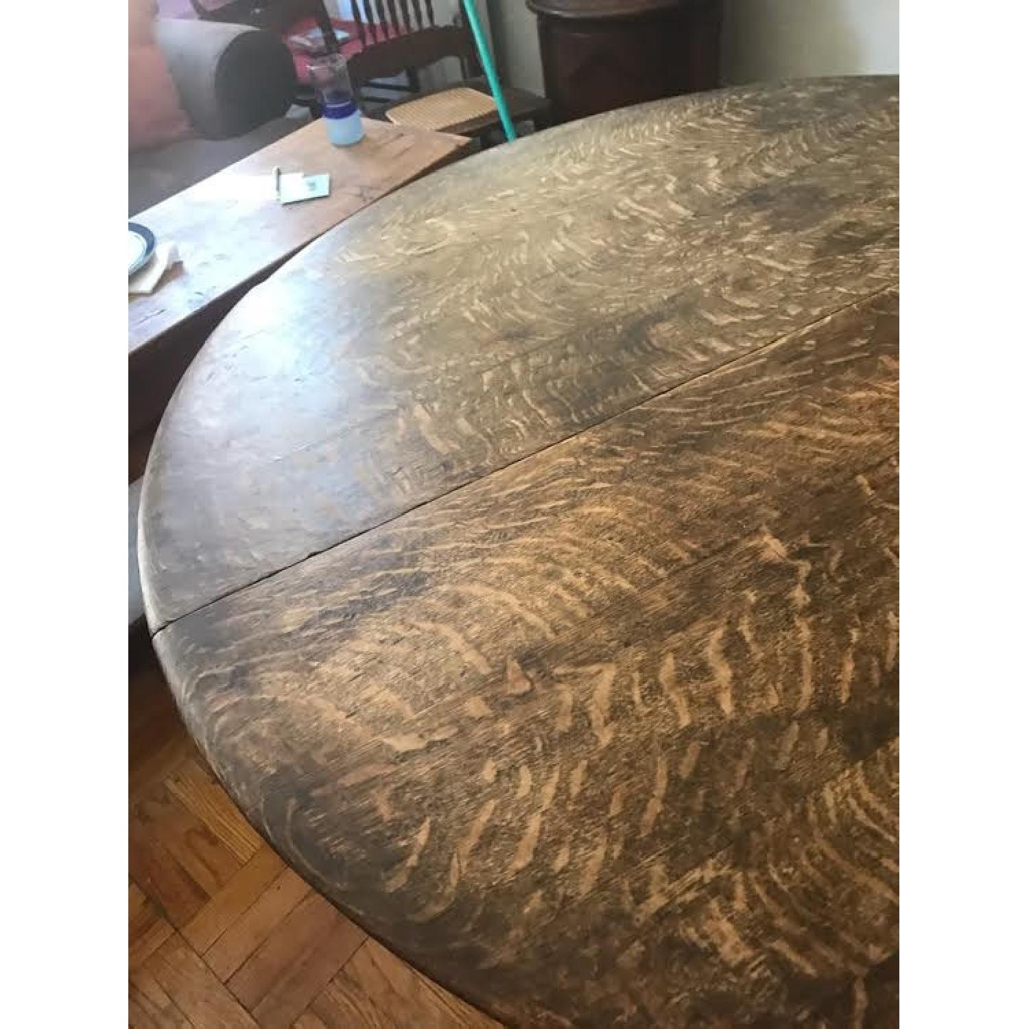 Antique Oak Round Pedestal Table - image-1