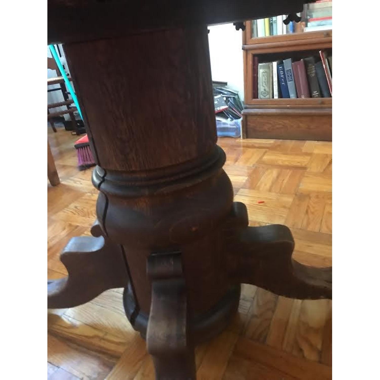 Antique Oak Round Pedestal Table - image-2