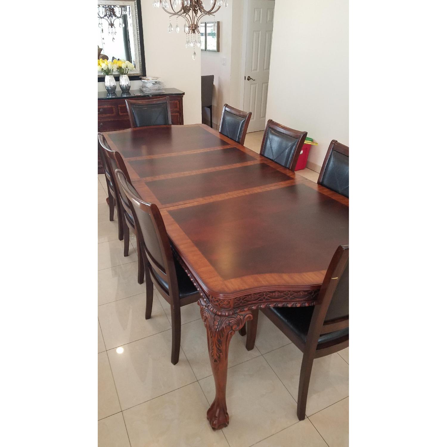 Solid Wood Expandable Dining Table w/ 6 Chairs - image-1