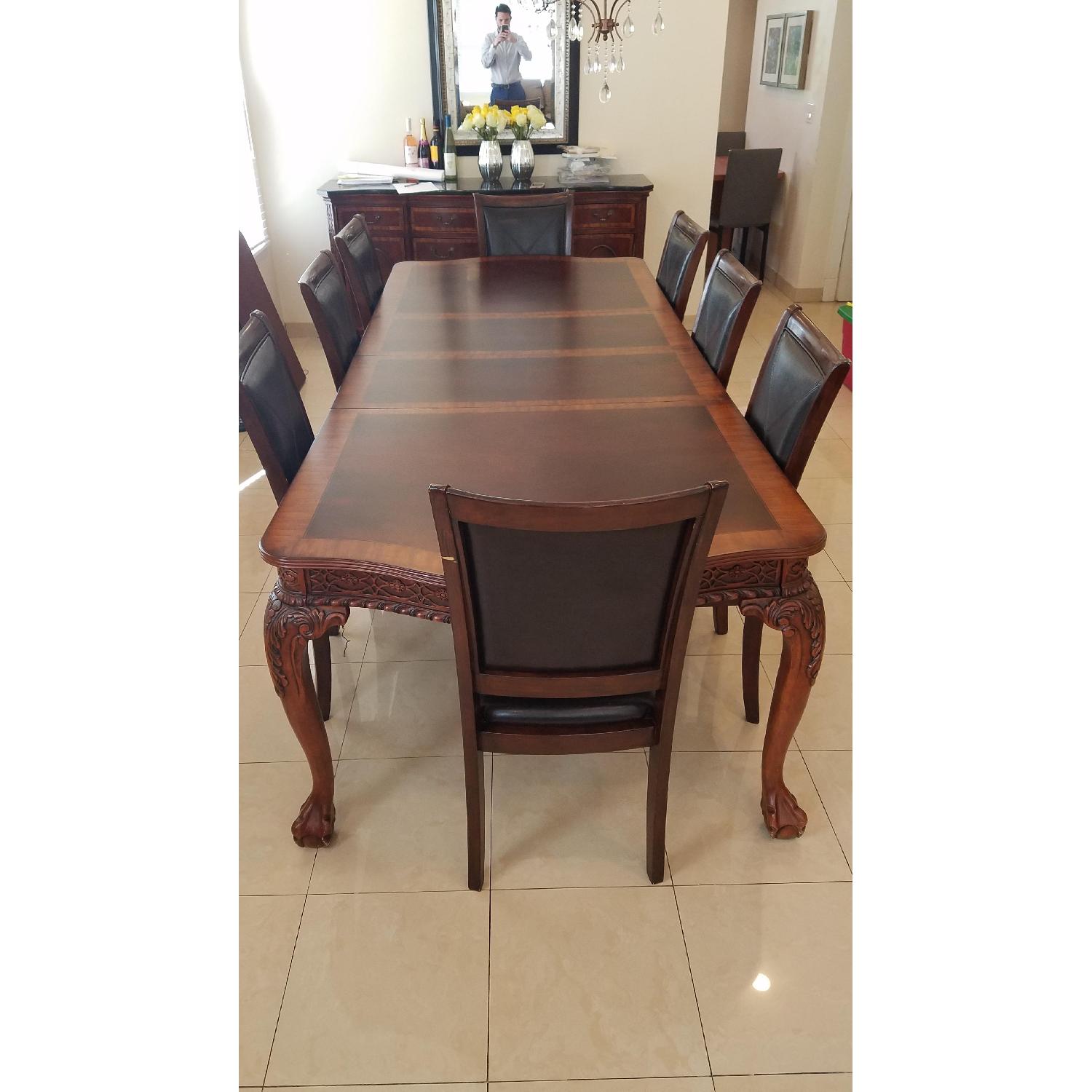 Solid Wood Expandable Dining Table w/ 6 Chairs - image-5