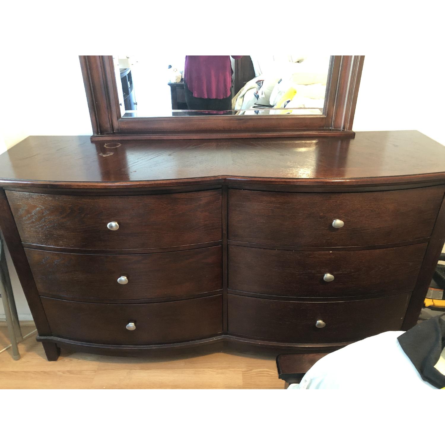 Studio Designs Brown Wood 6-Drawer Dresser w/ Mirror - image-1