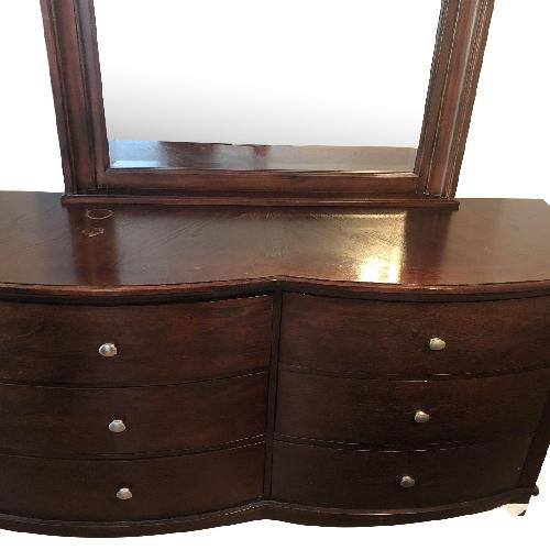 Used Studio Designs Brown Wood 6-Drawer Dresser w/ Mirror for sale on AptDeco