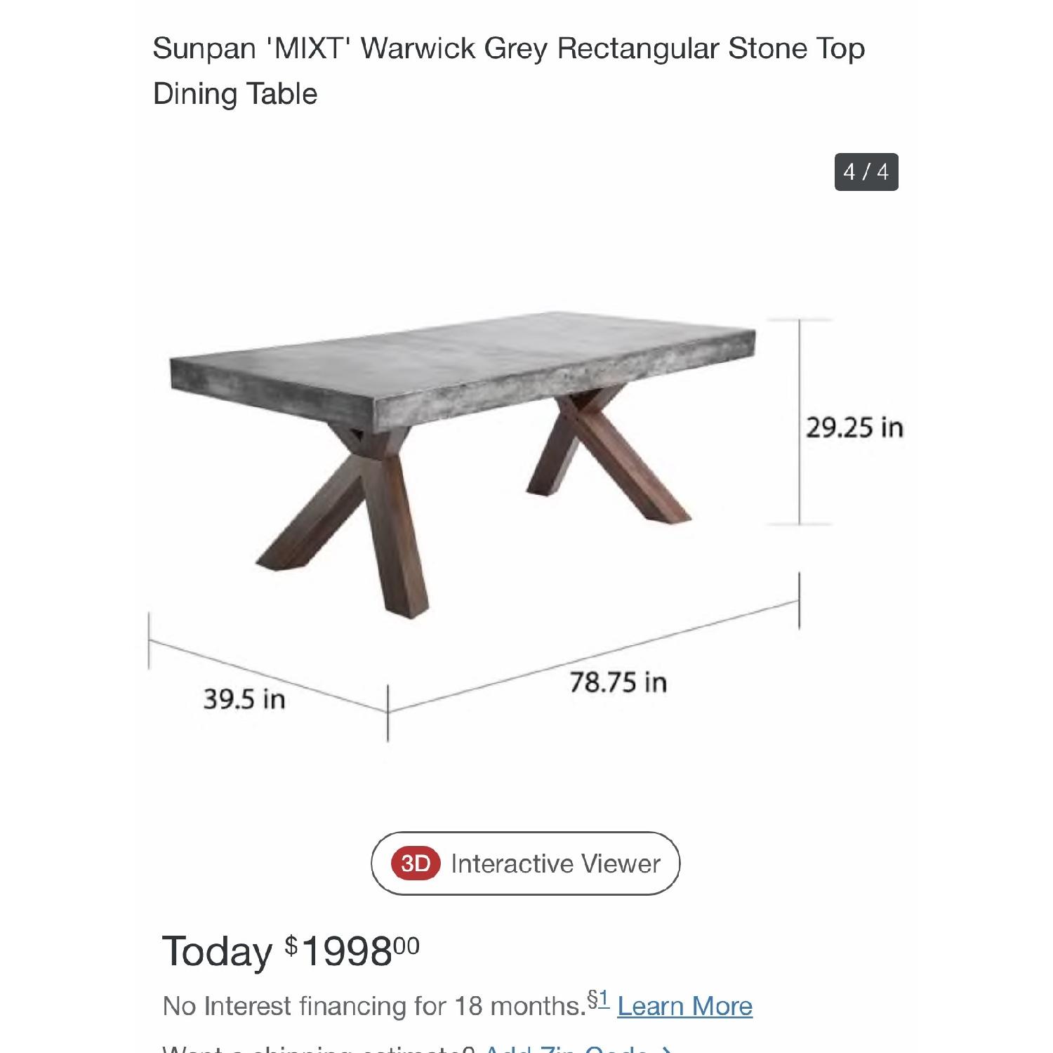 Sunpan Warwick Grey Rectangular Stone Top Dining Table - image-1