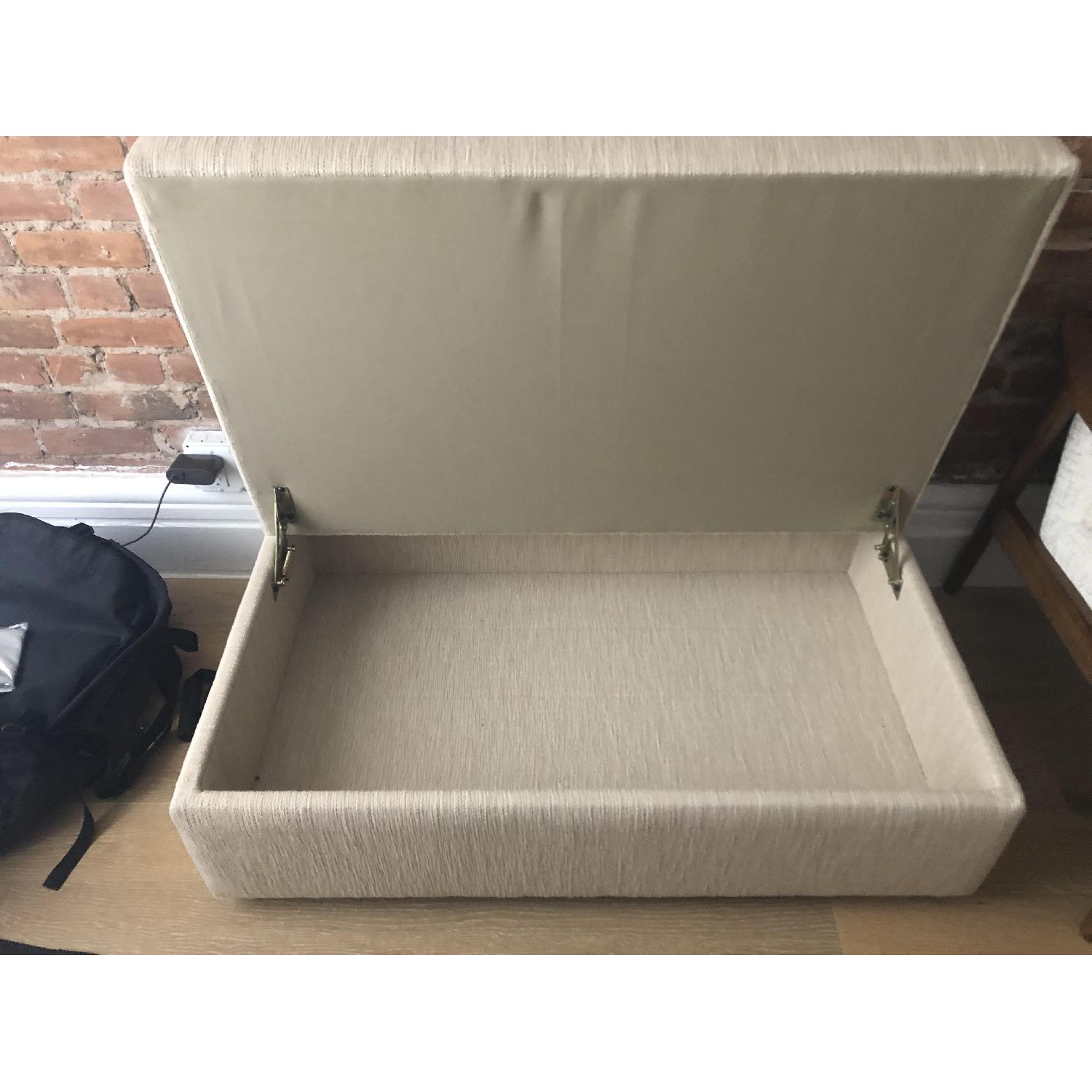 Crate & Barrel Barrett Storage Ottoman w/ Coconut Fabric - image-1